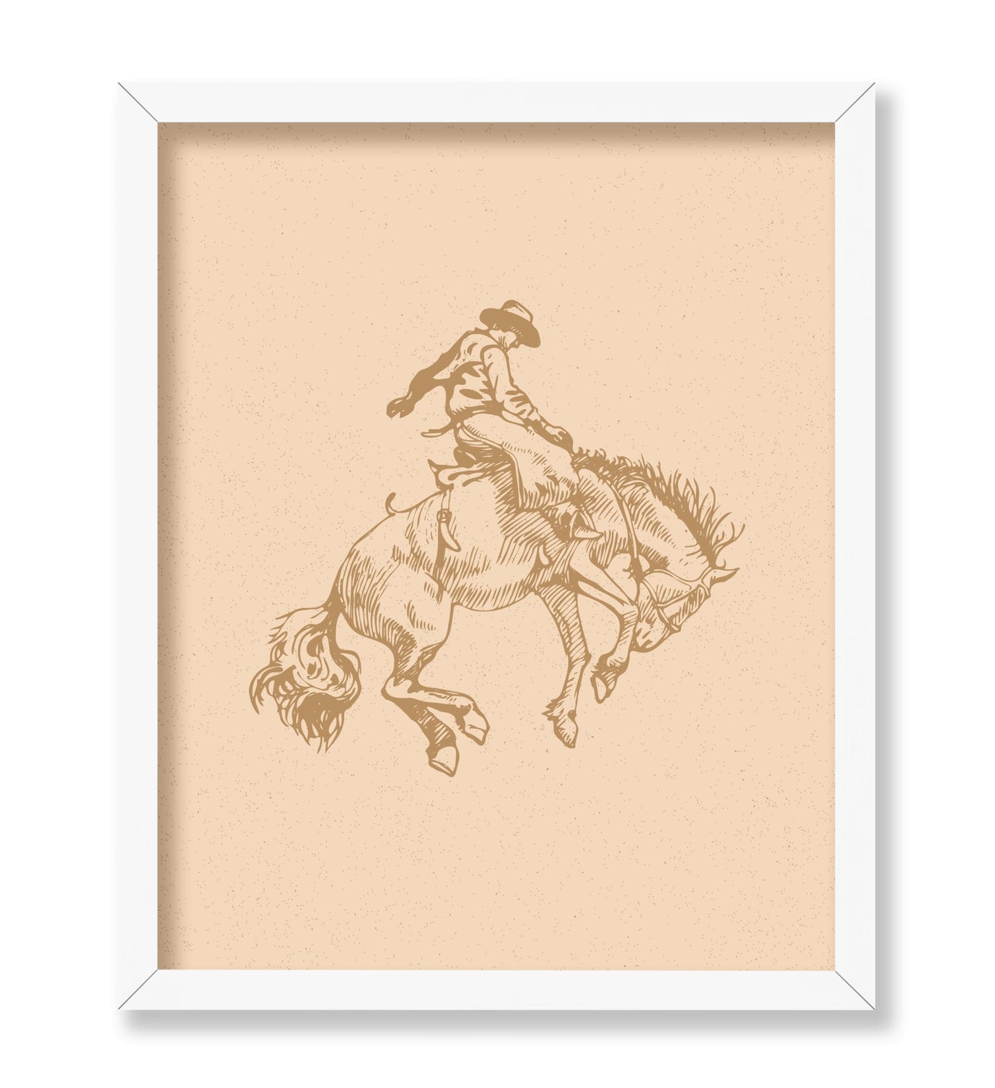 Beige Cowboy Riding A Wild Horse