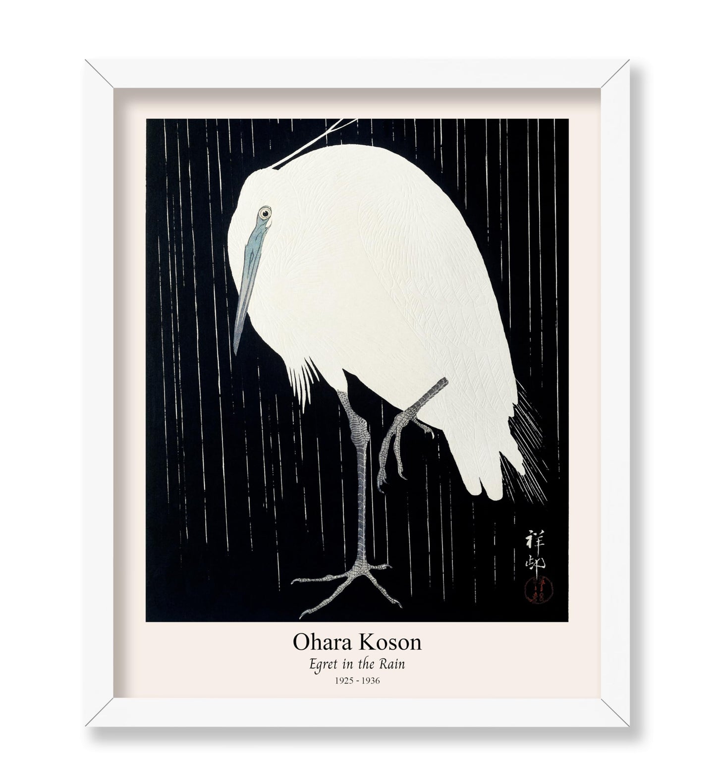Ohara Koson - Egret in the Rain No1