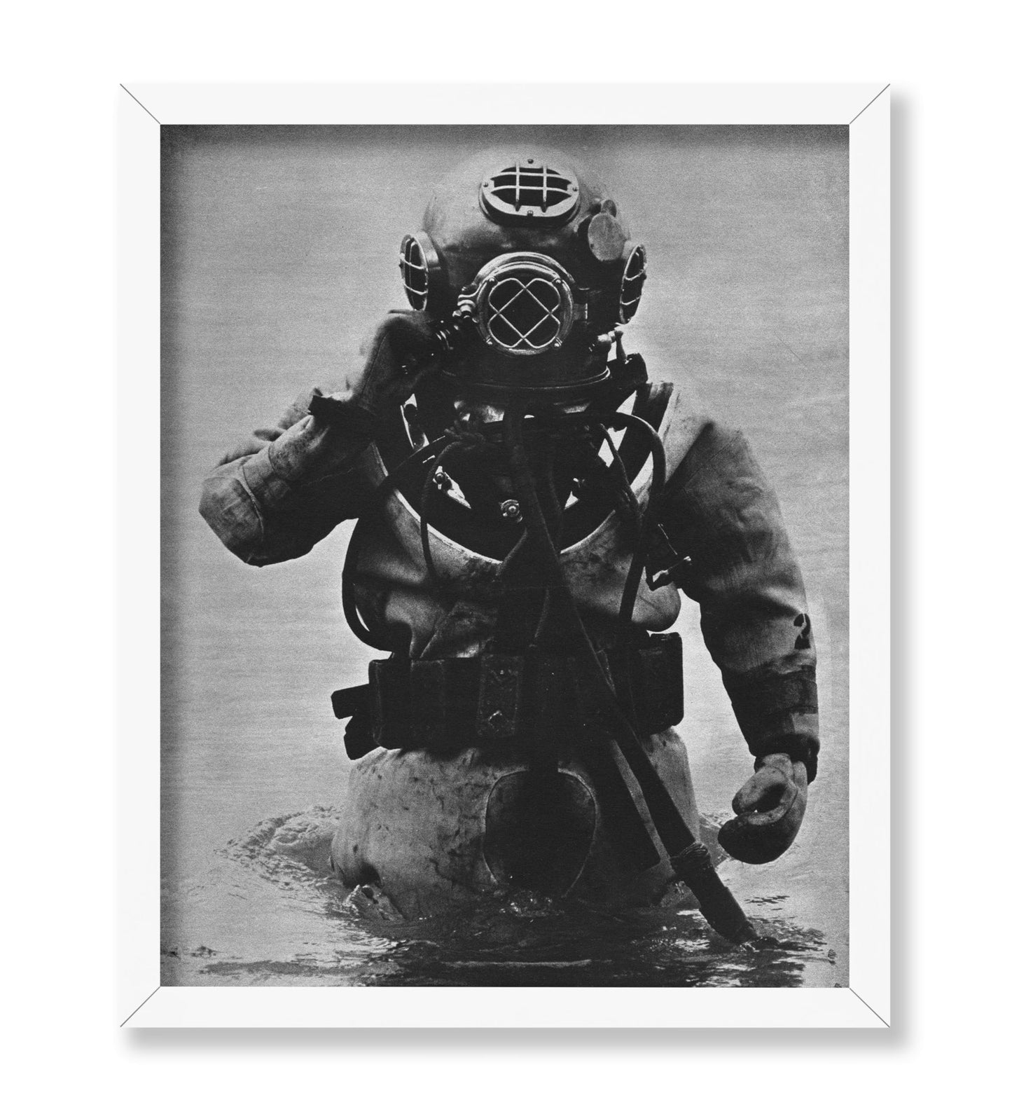 US Navy Diver in Mark-V Diving Helmet and Suit
