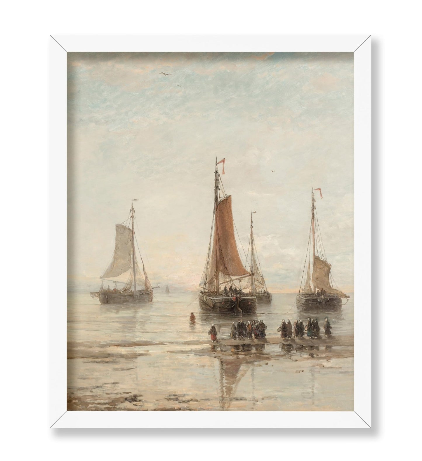 Bluff-Bowed Scheveningen Boats at Anchor