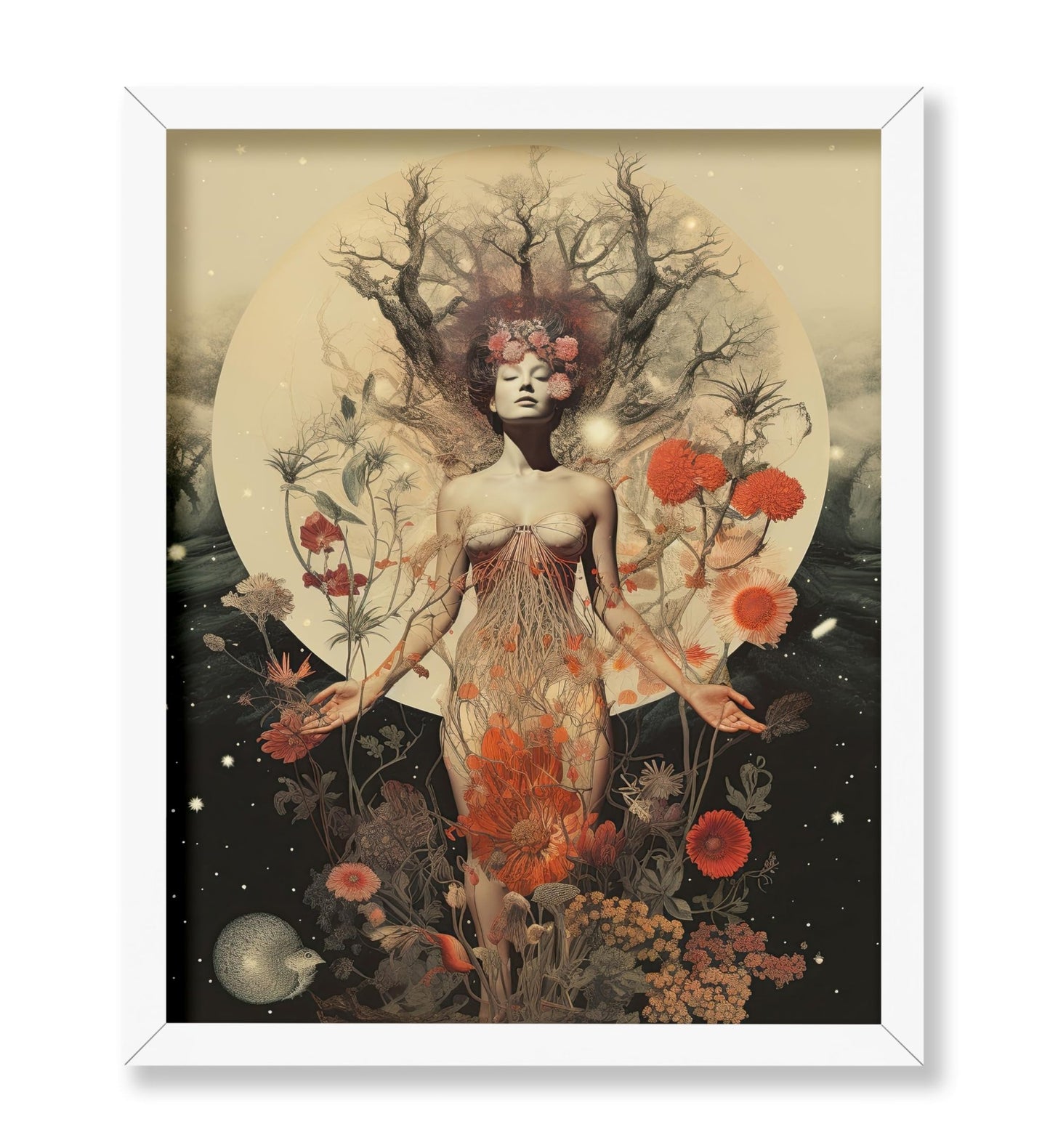 Psychedelic Woman and Flowers No3