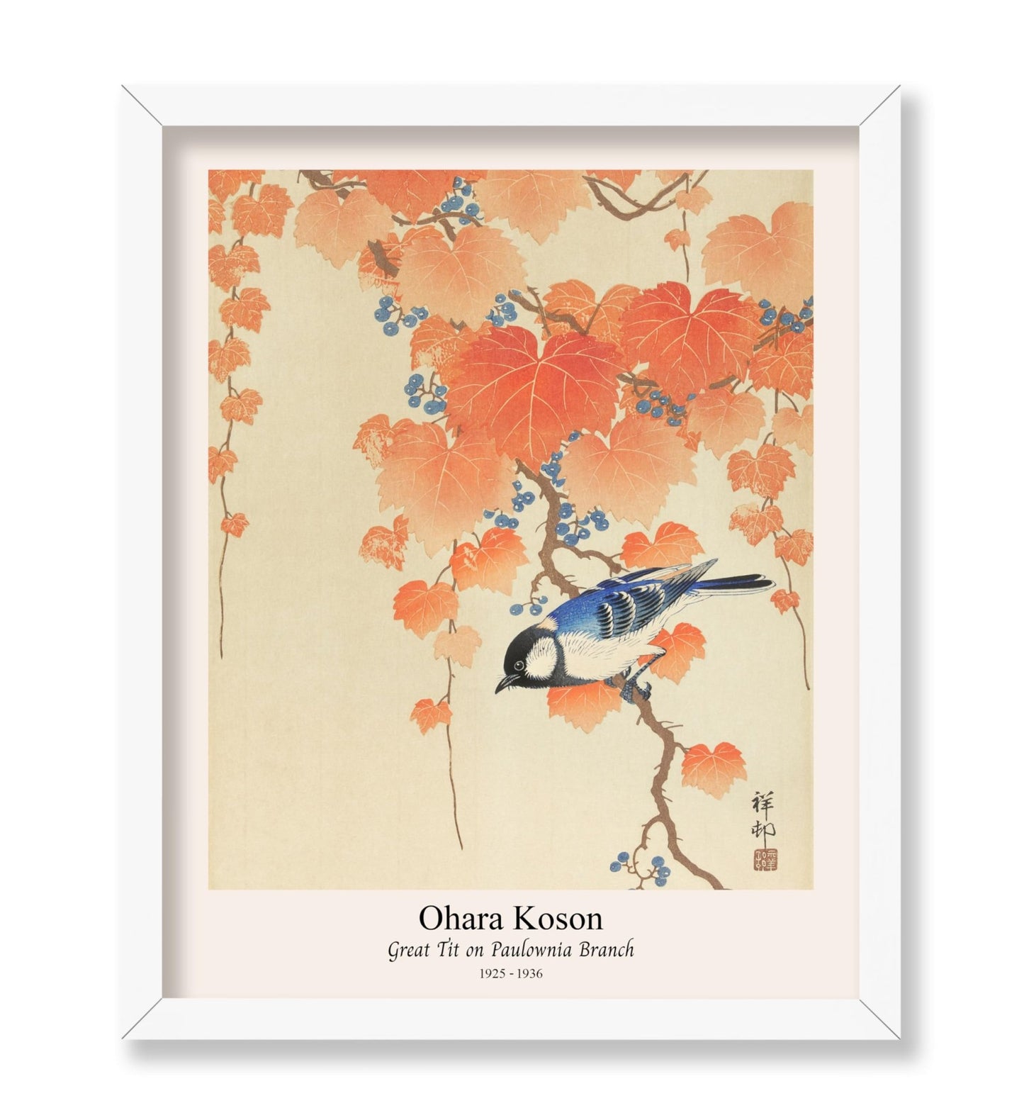 Ohara Koson - Great Tit on Paulownia Branch