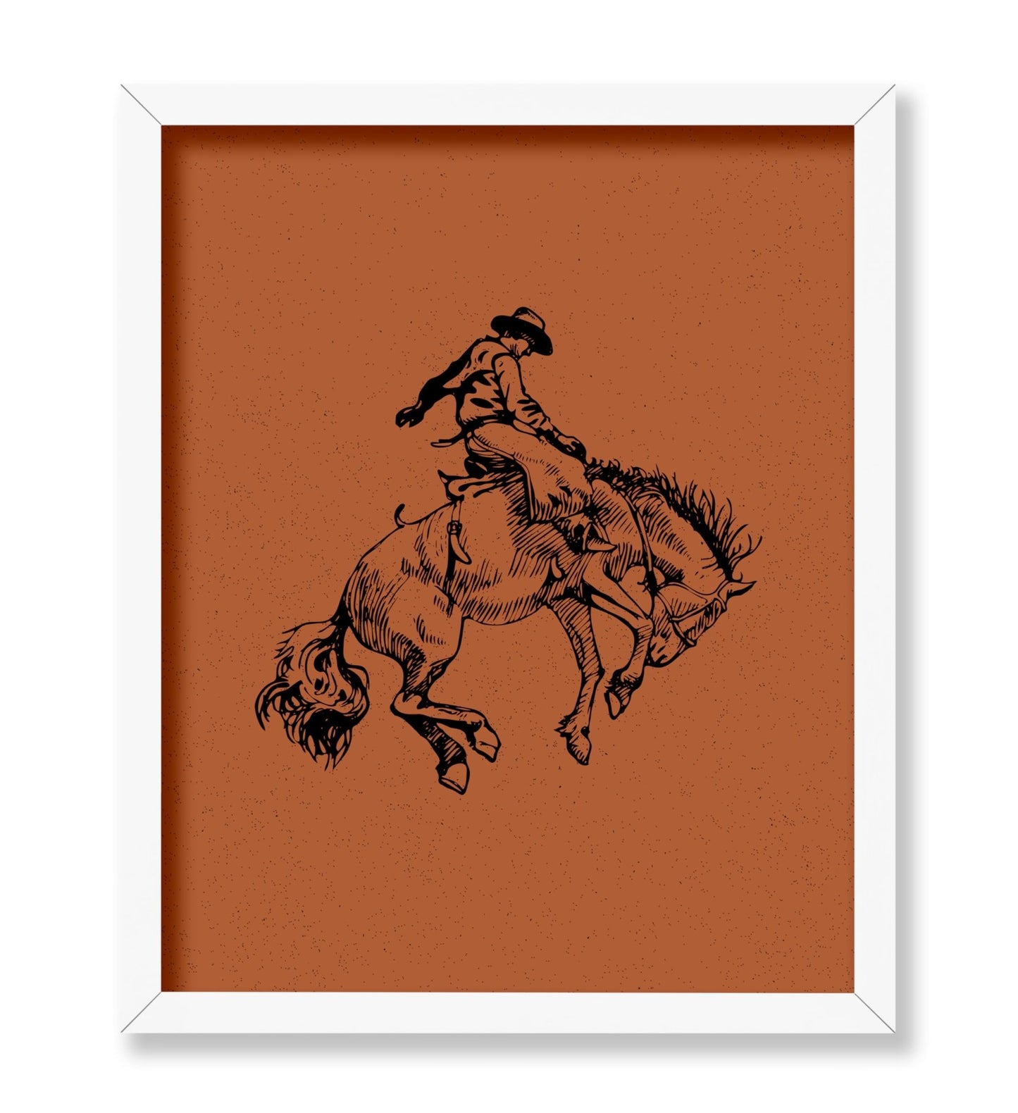Brown Cowboy Riding A Wild Horse