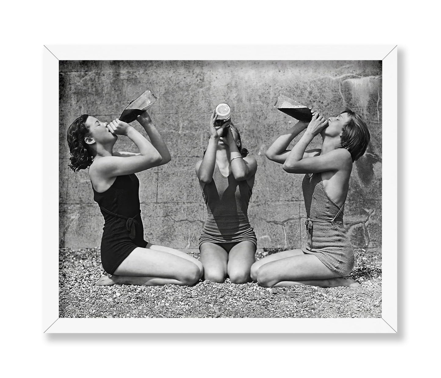 Women Drinking Wine From Bottle in Swimsuits