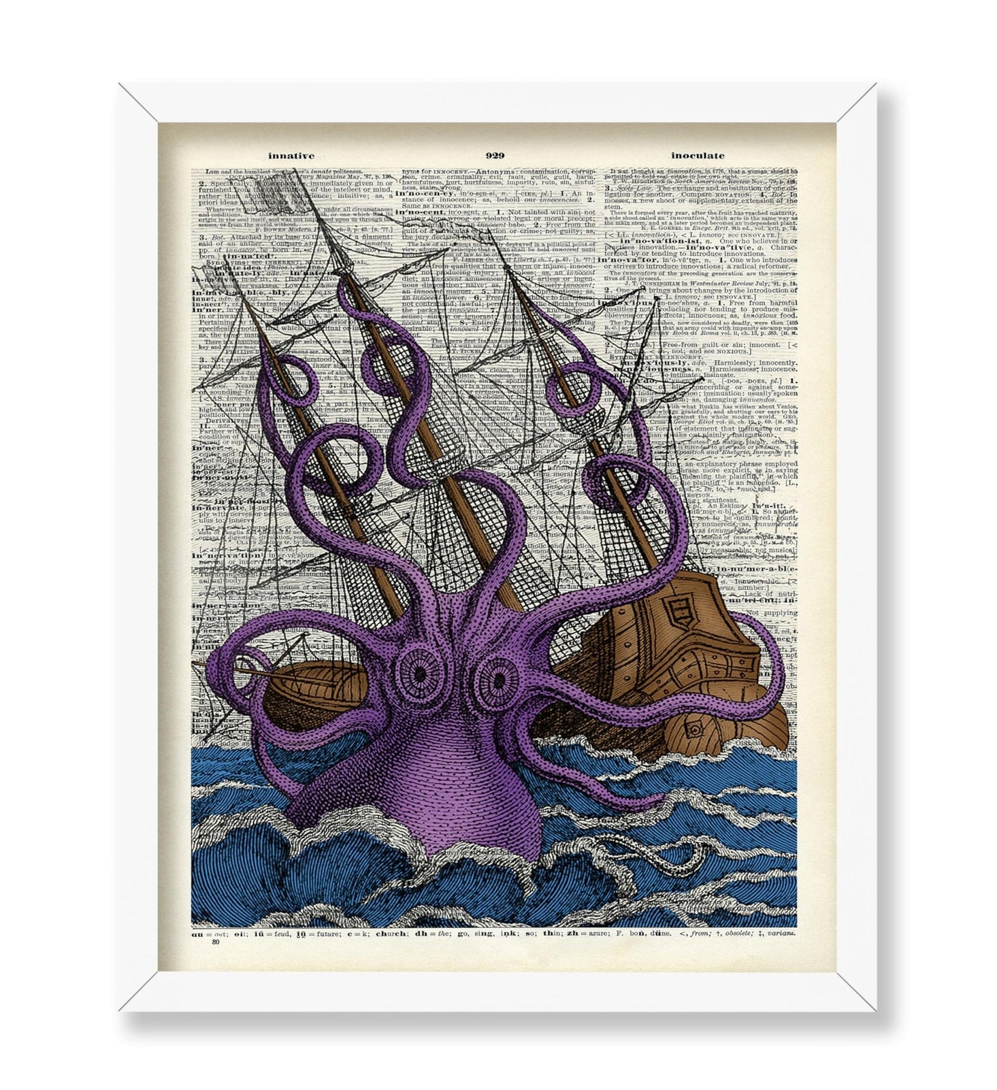 Purple Octopus and Ship