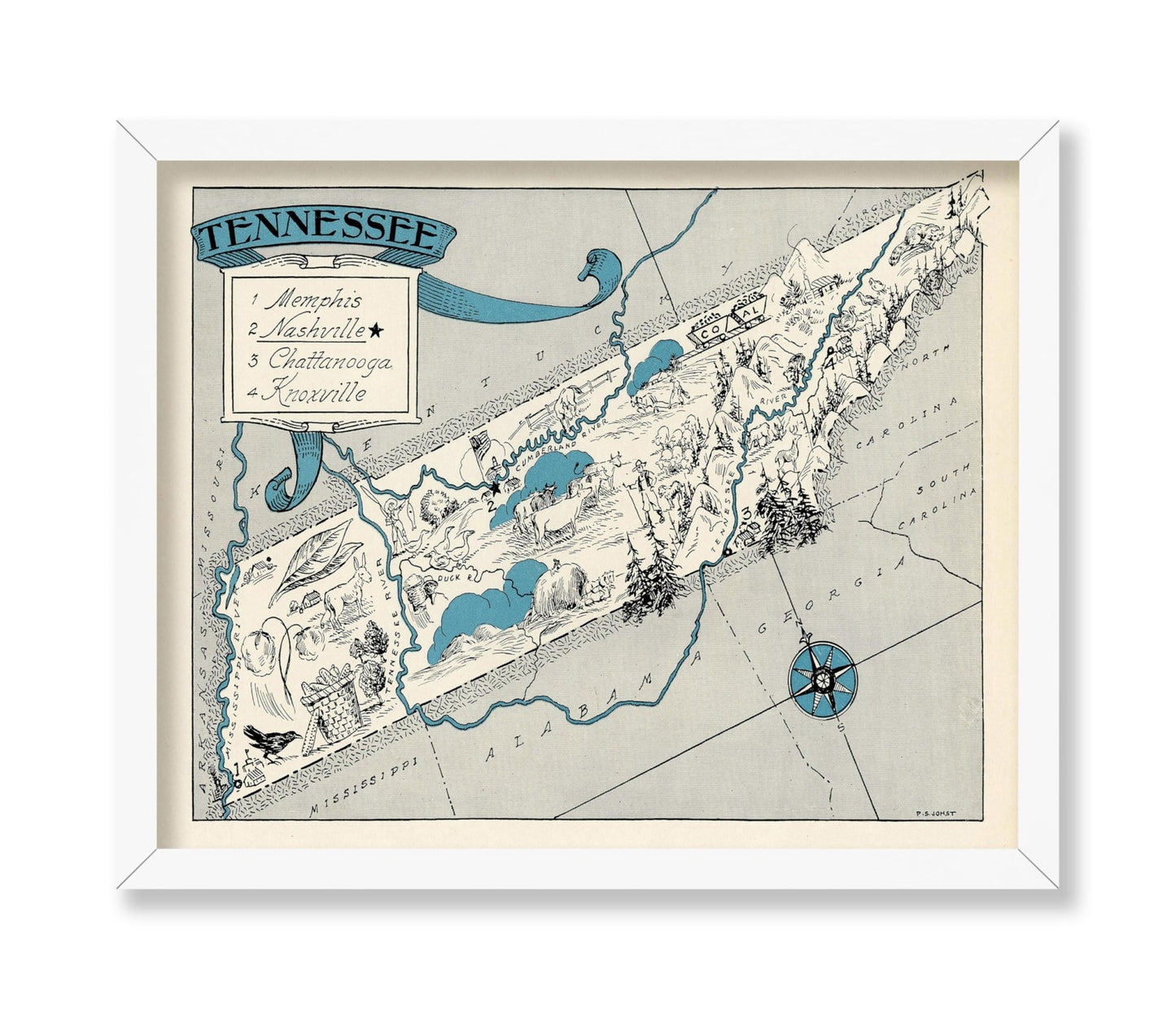 Tennessee Pictorial Map