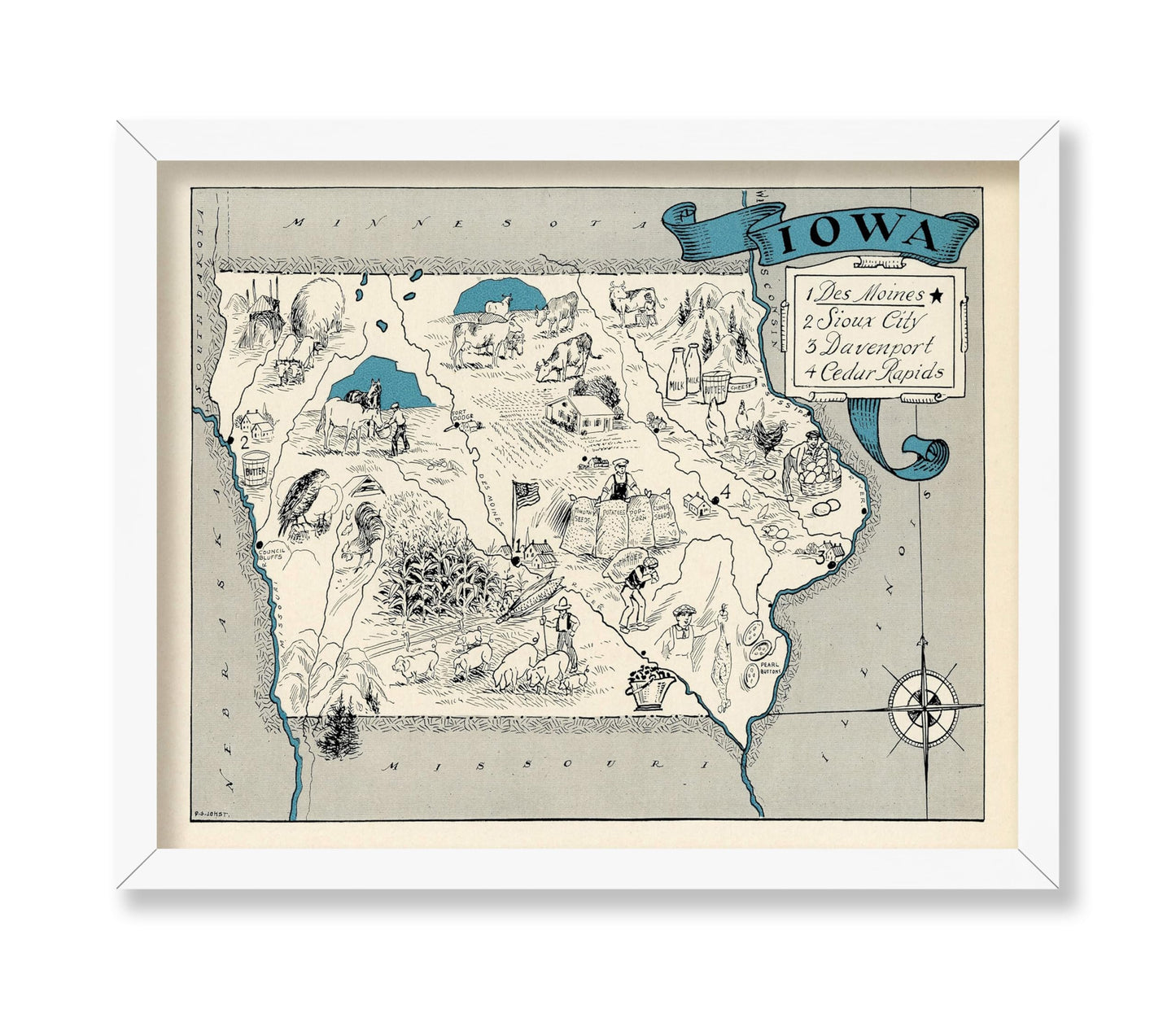 Iowa Pictorial Map