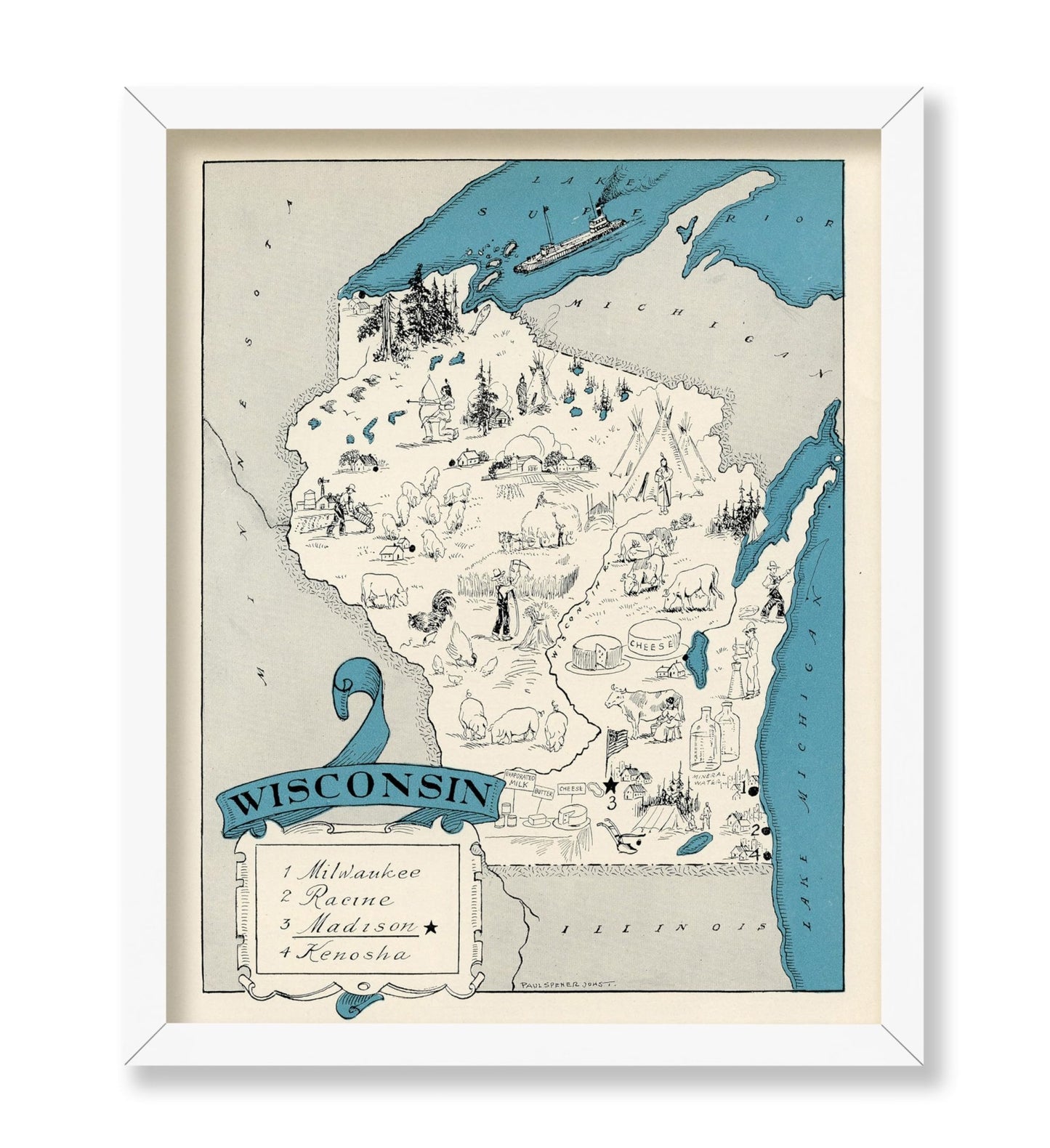 Wisconsin Pictorial Map