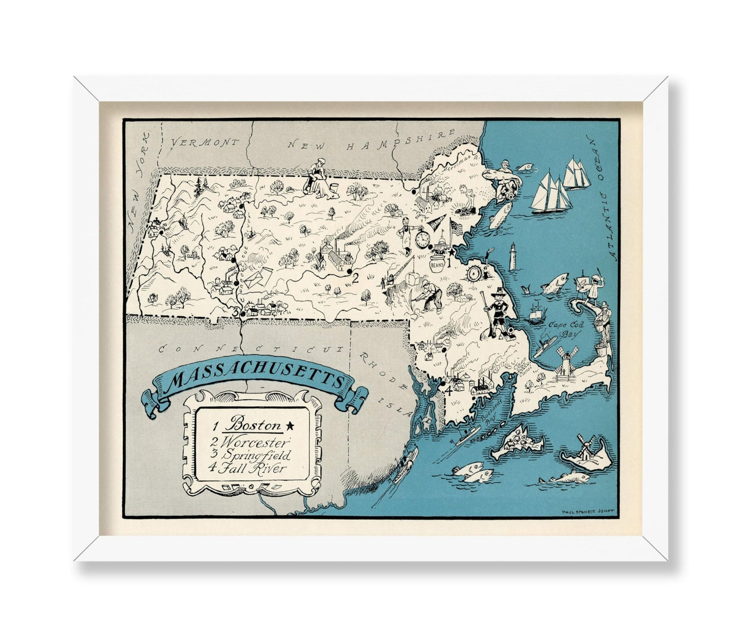 Massachusetts Pictorial Map