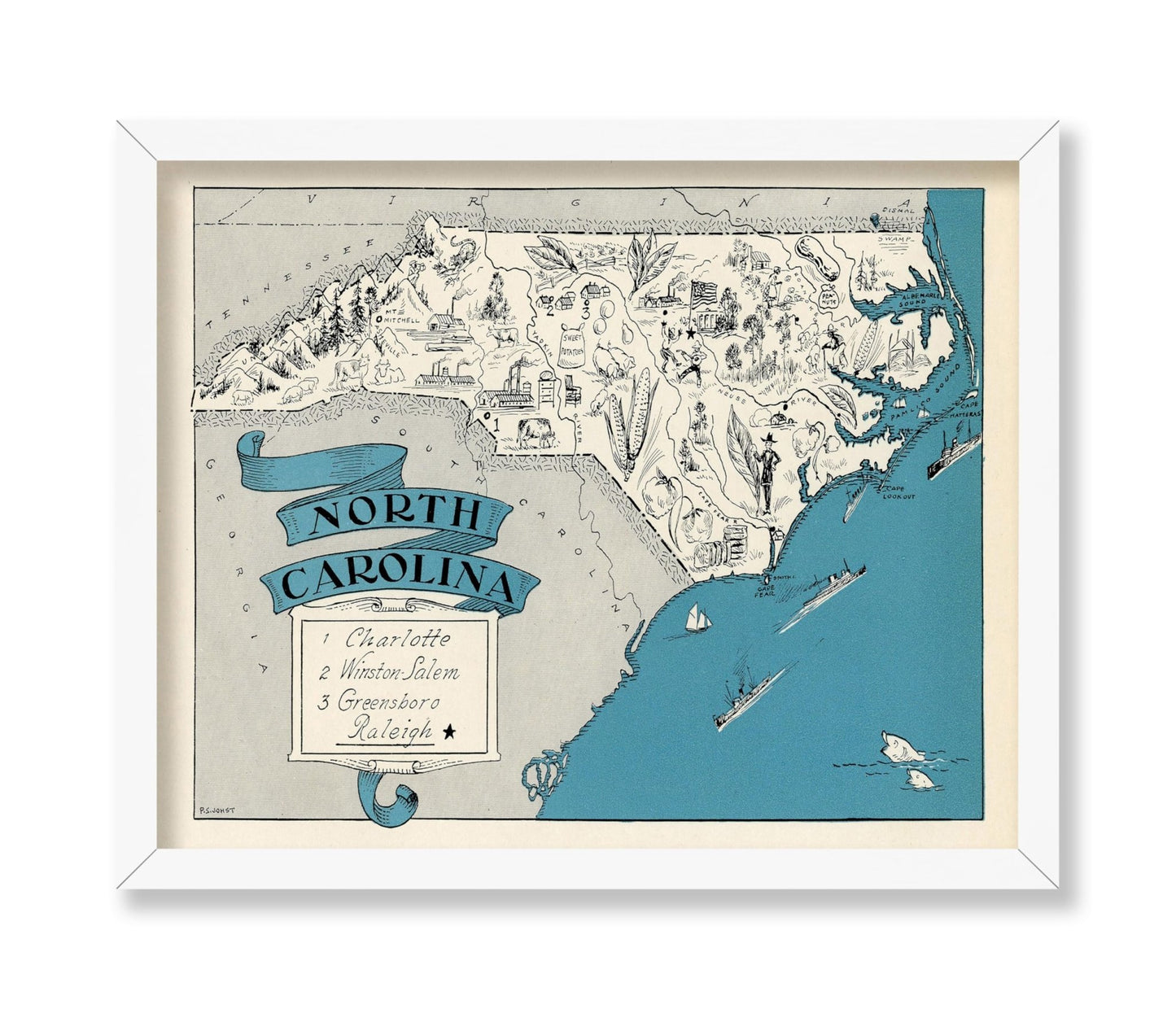 North Carolina Pictorial Map