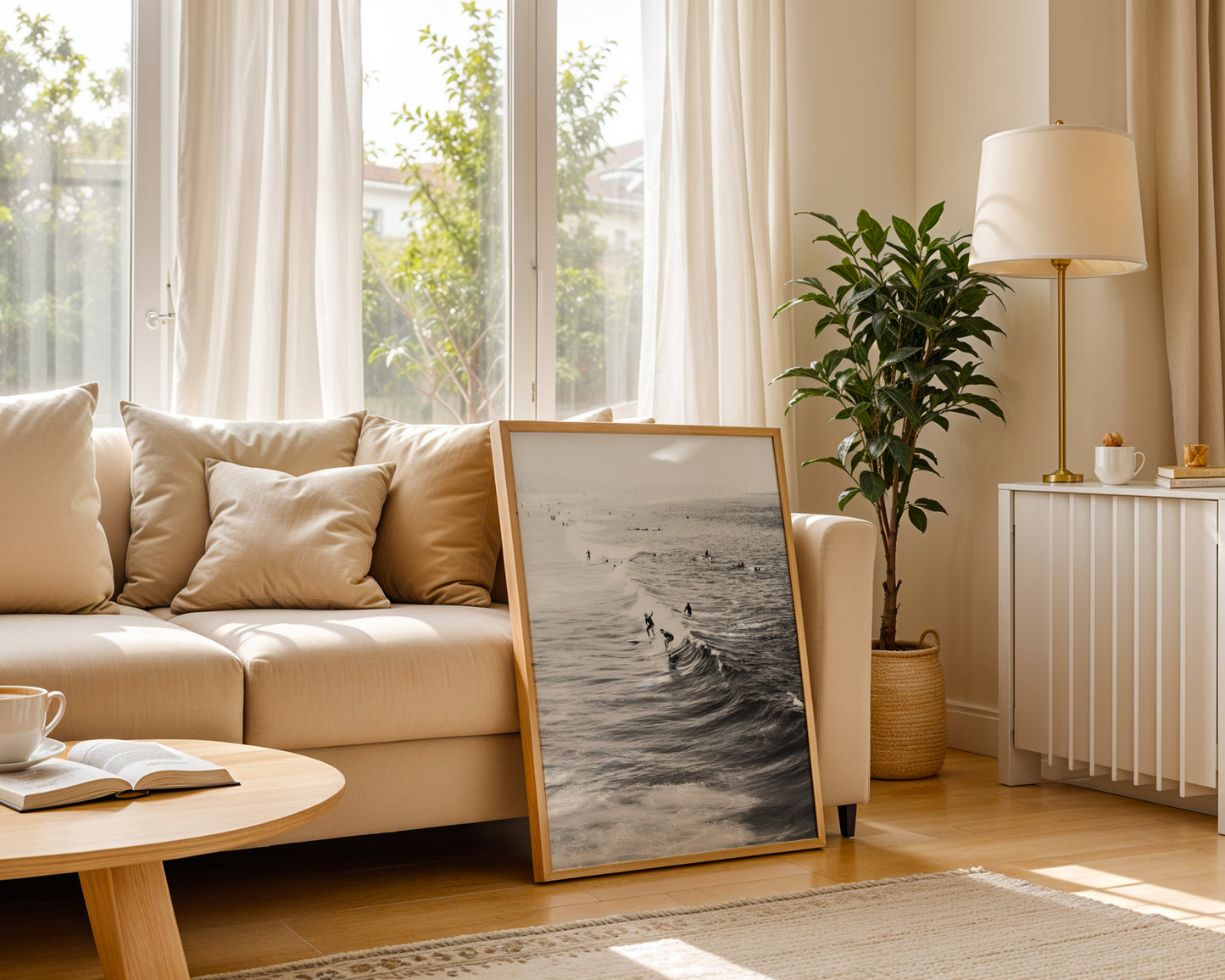 Surfers Riding Waves