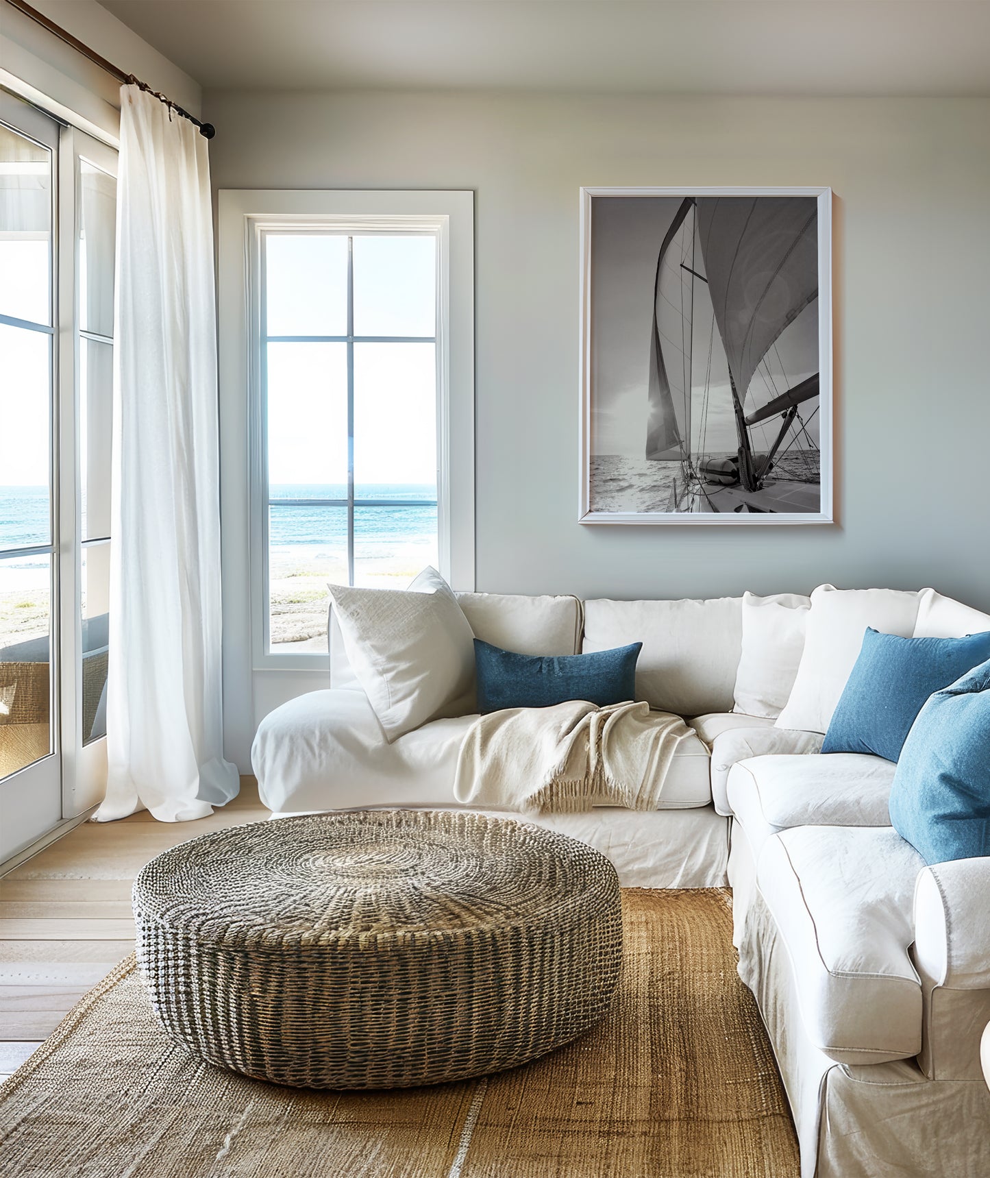 Yacht Sailing Towards Sunset