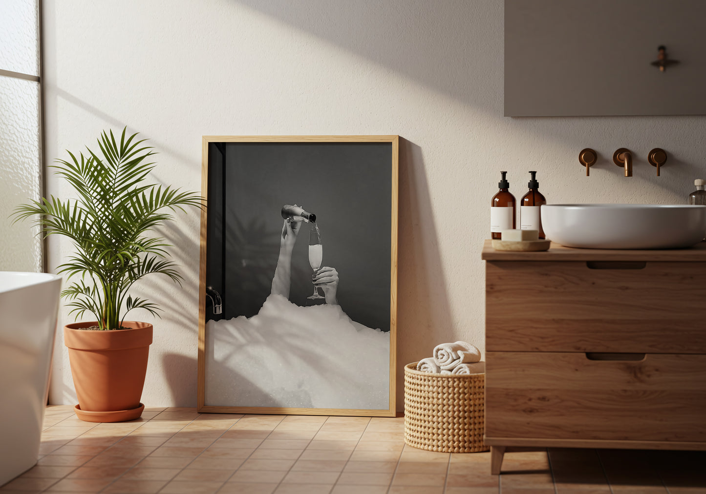 Drinking Wine in Bubble Bath