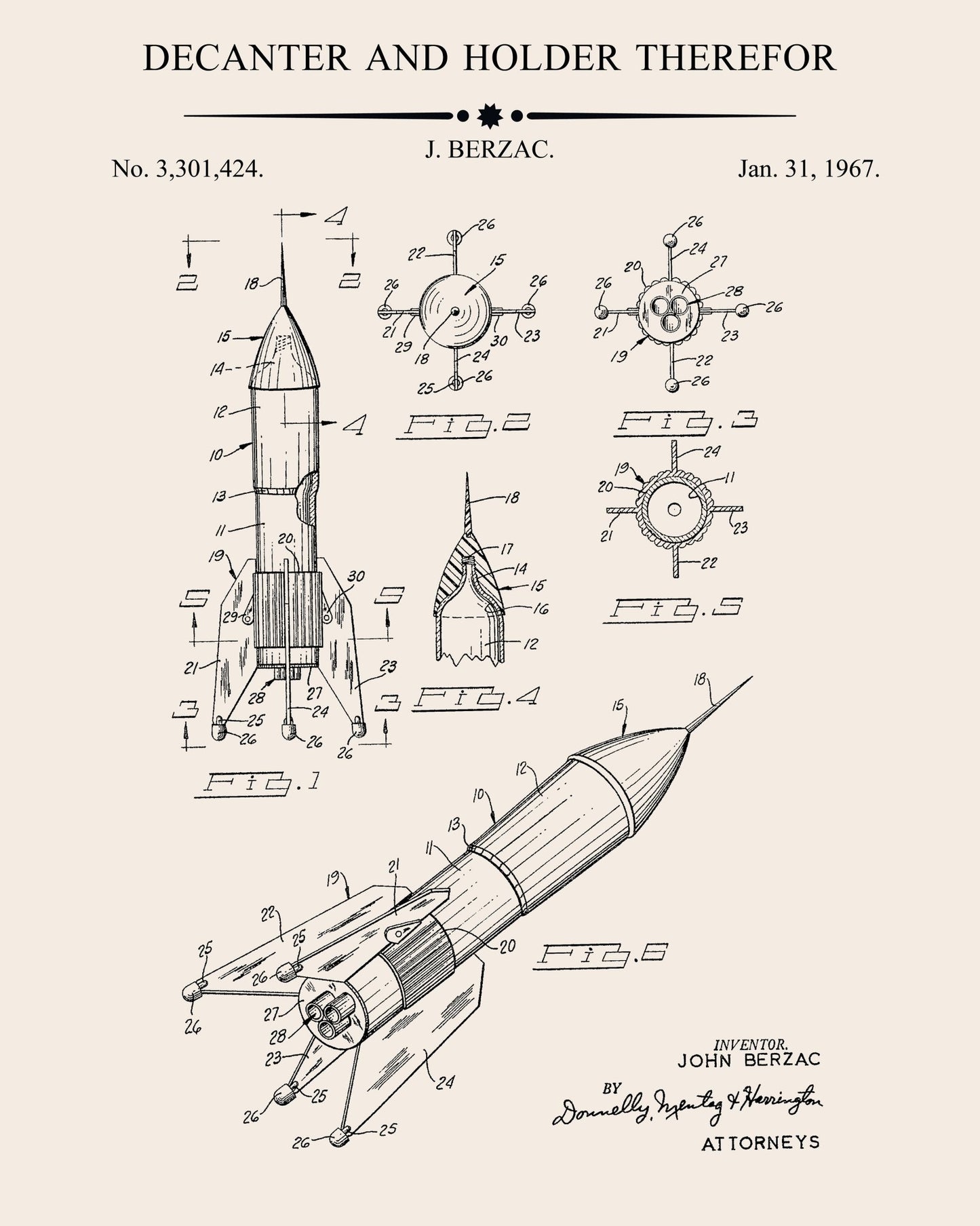Decanter & Holder Therefor Patent