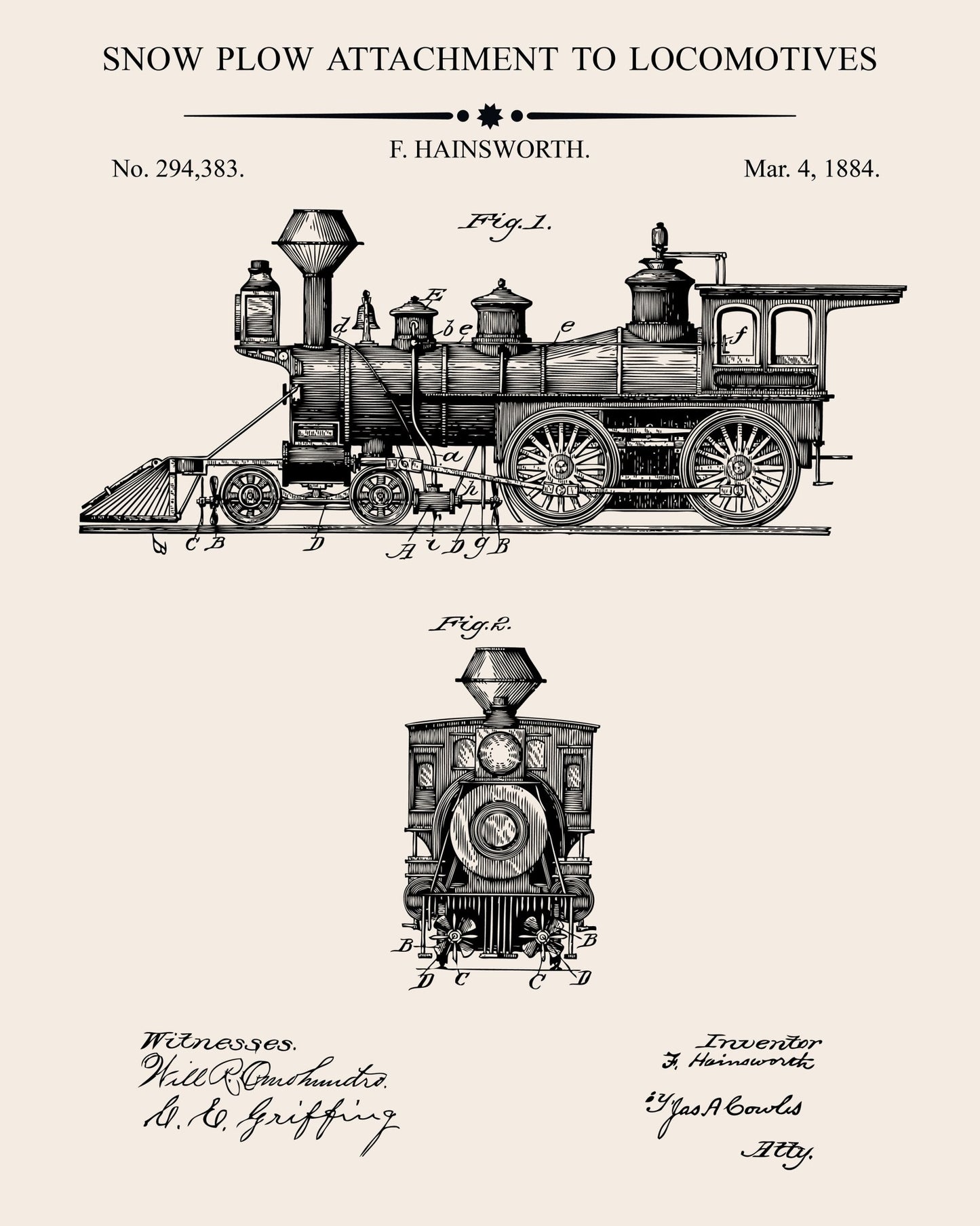 Locomotives Snowplow Attachment Patent