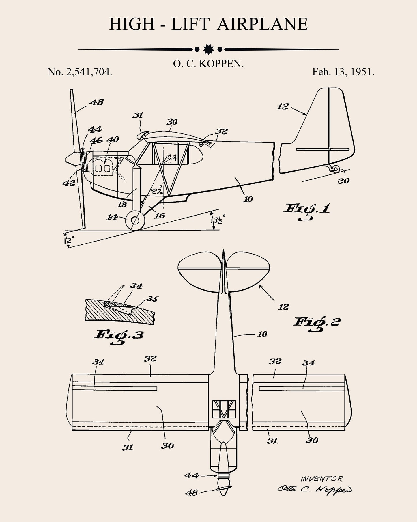 High-Lift Airplane Patent