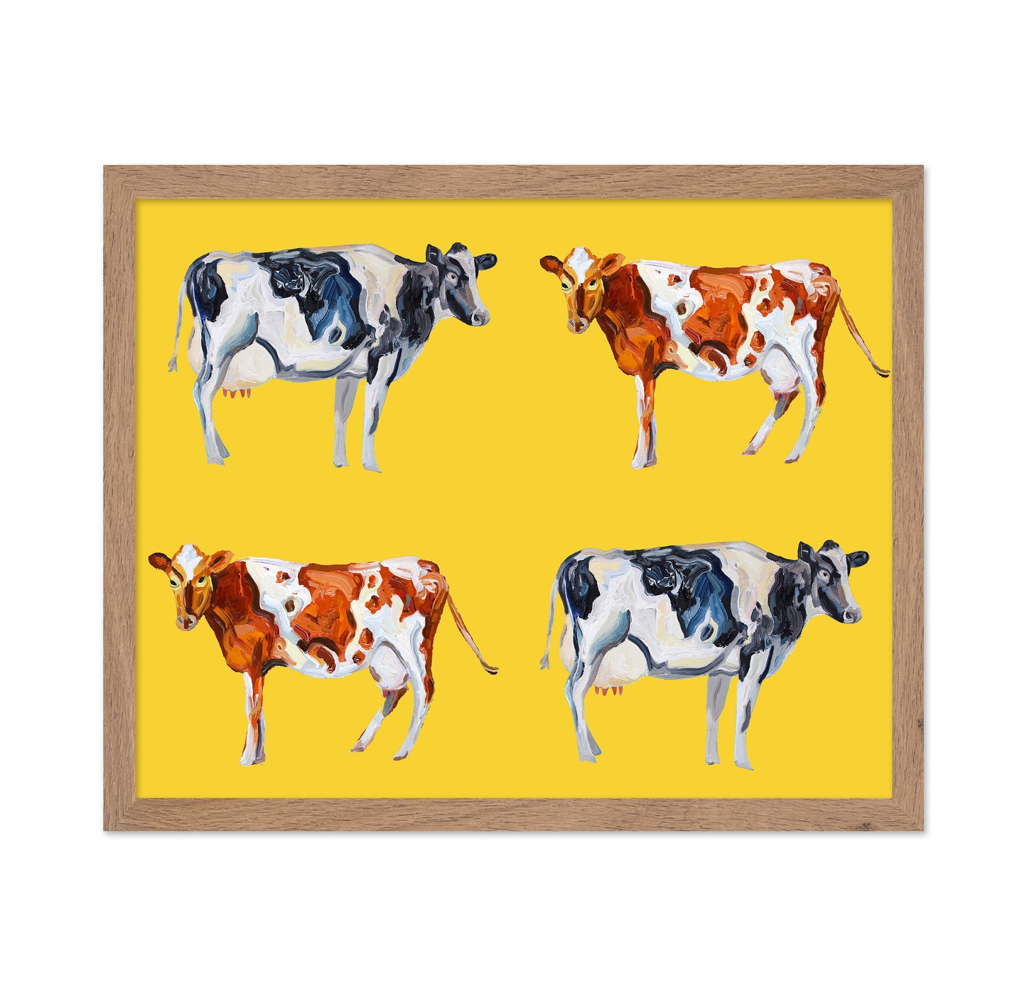 Cow Art On Yellow