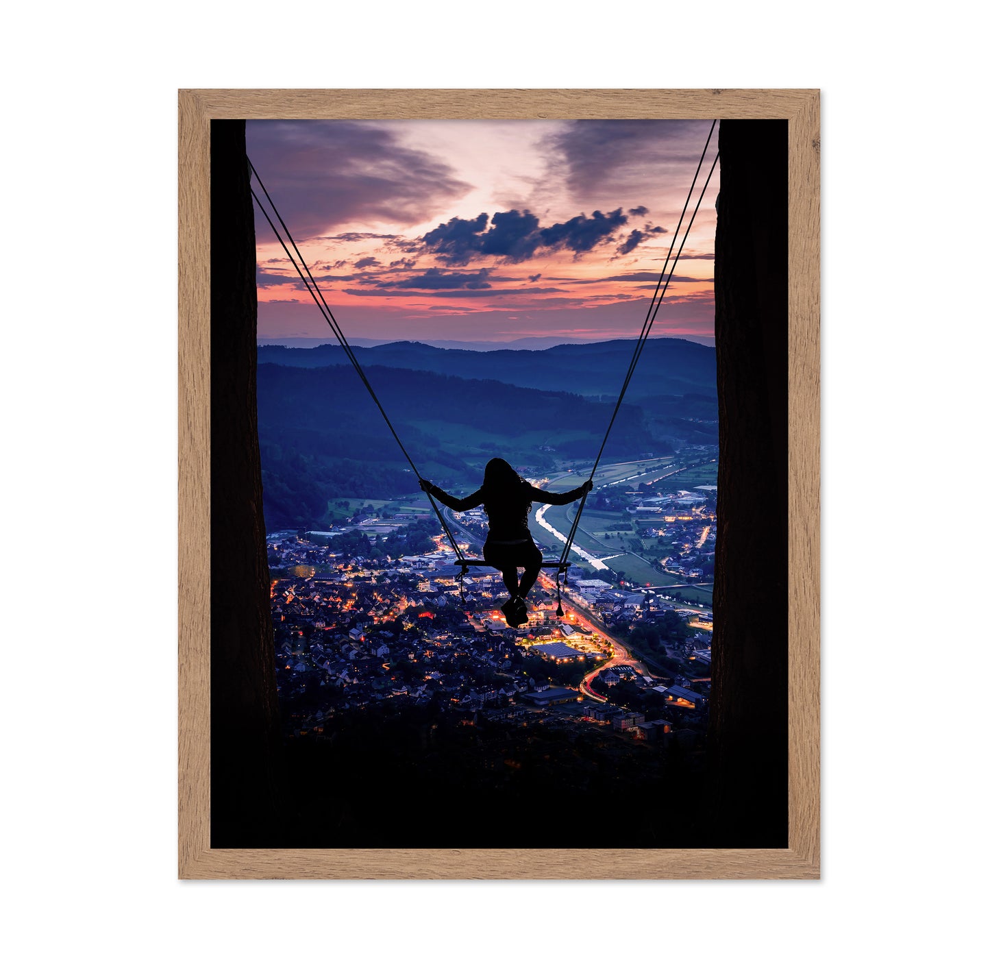 Silhouette Of A Woman On A Swing