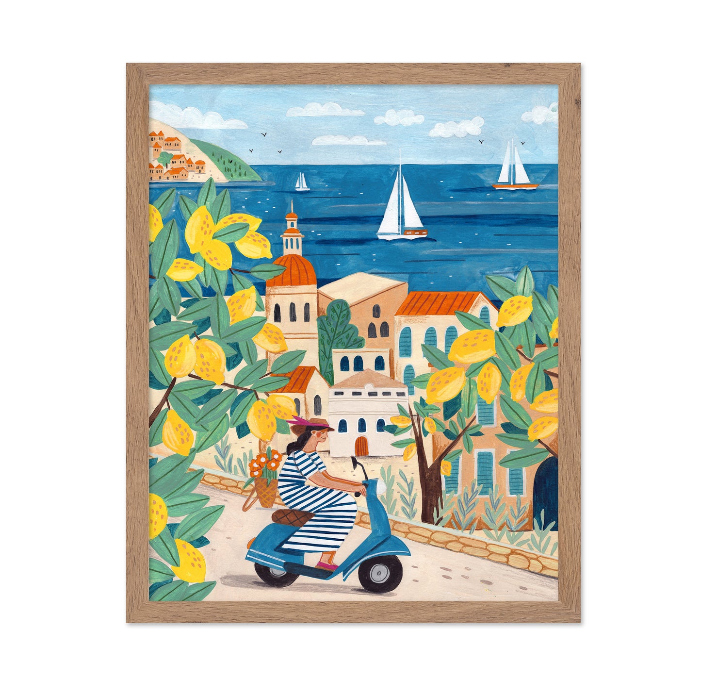 Travel Poster Woman On The Amalfi Coast Italy