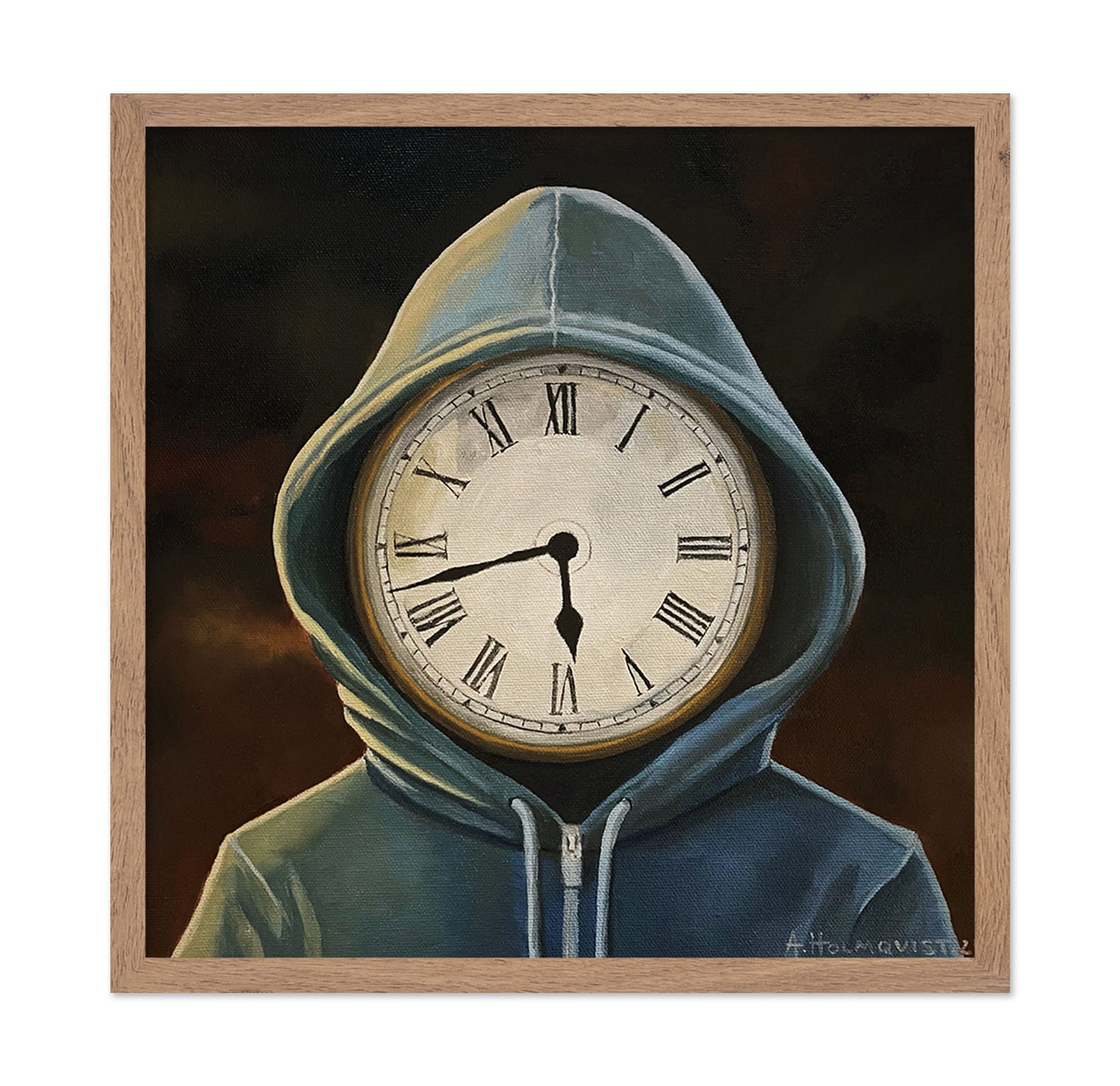 Figure In A Hoodie With A Clock Face