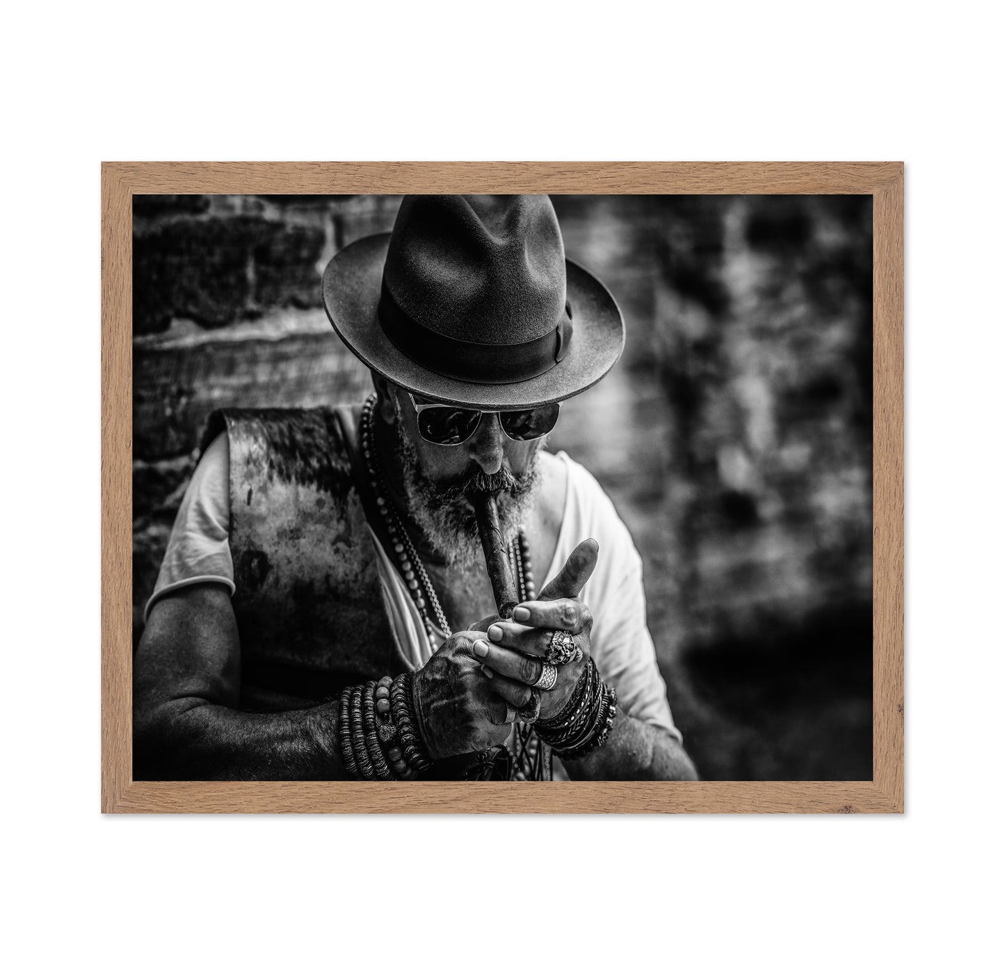Bearded Old Man Smoking Cigar