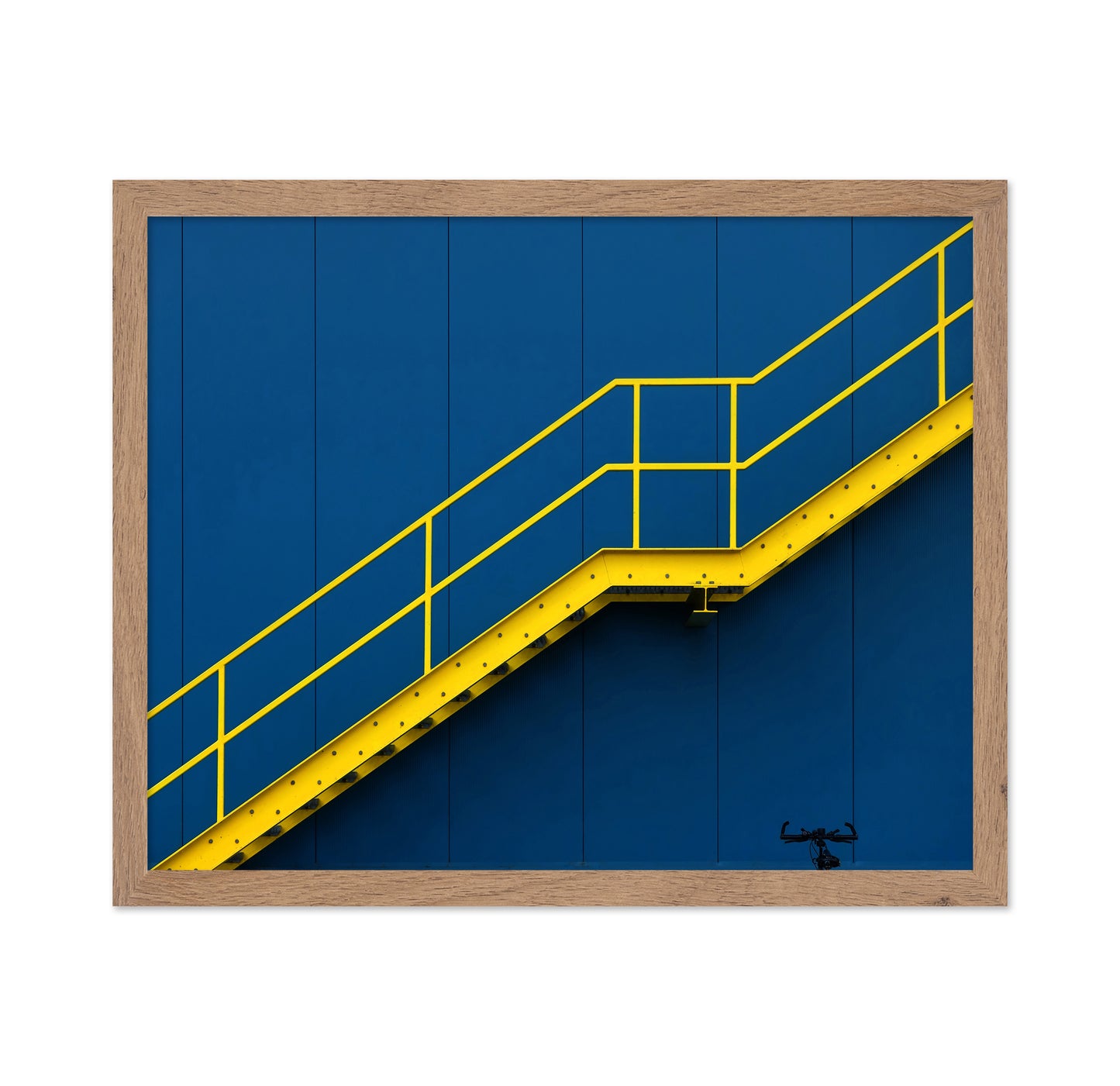 Yellow Metal Staircase Against A Blue