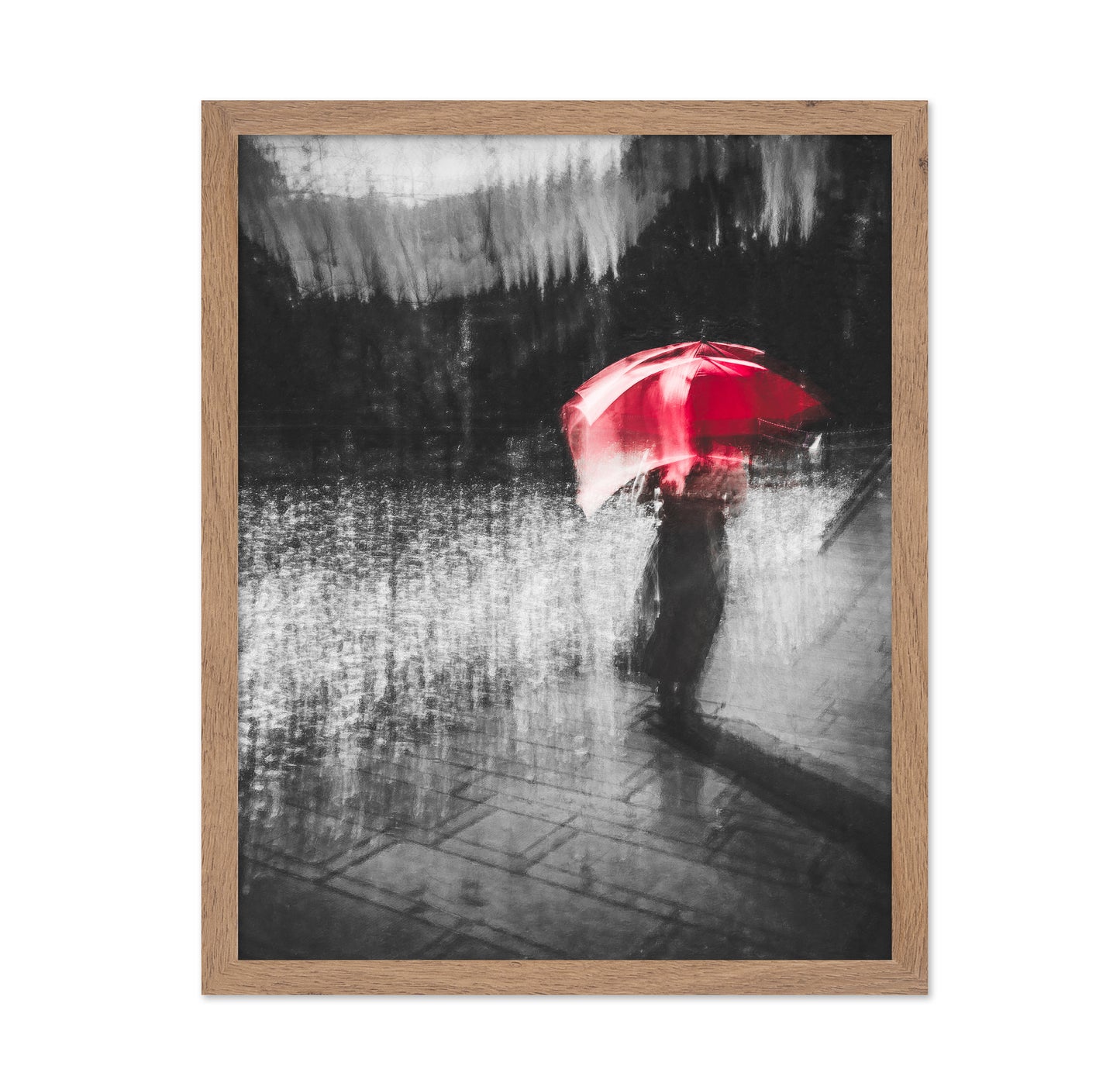Red Umbrella in Urban Blur