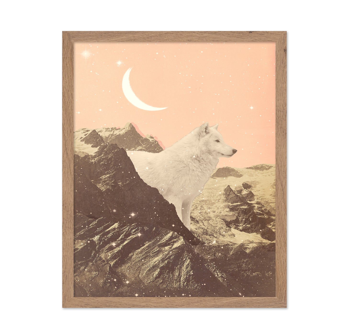 Giant White Wolf In Mountains