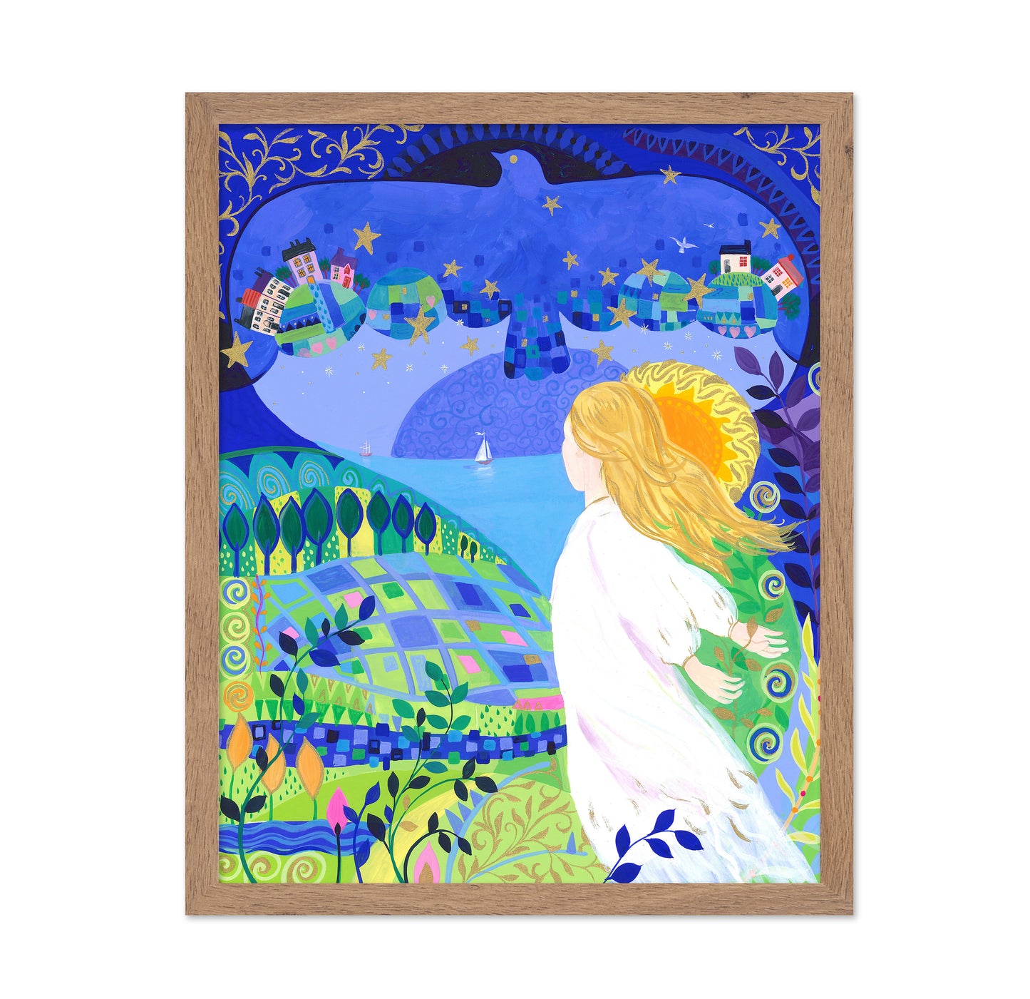 Child Under A Night Sky With Stars