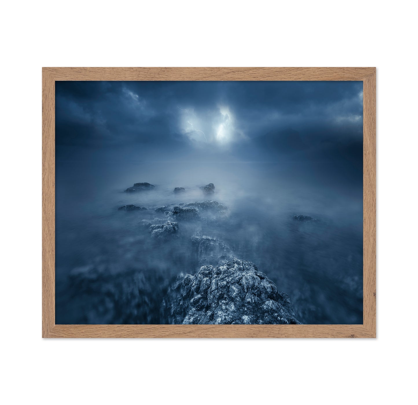 Rocks in Atlantic Ocean at Night
