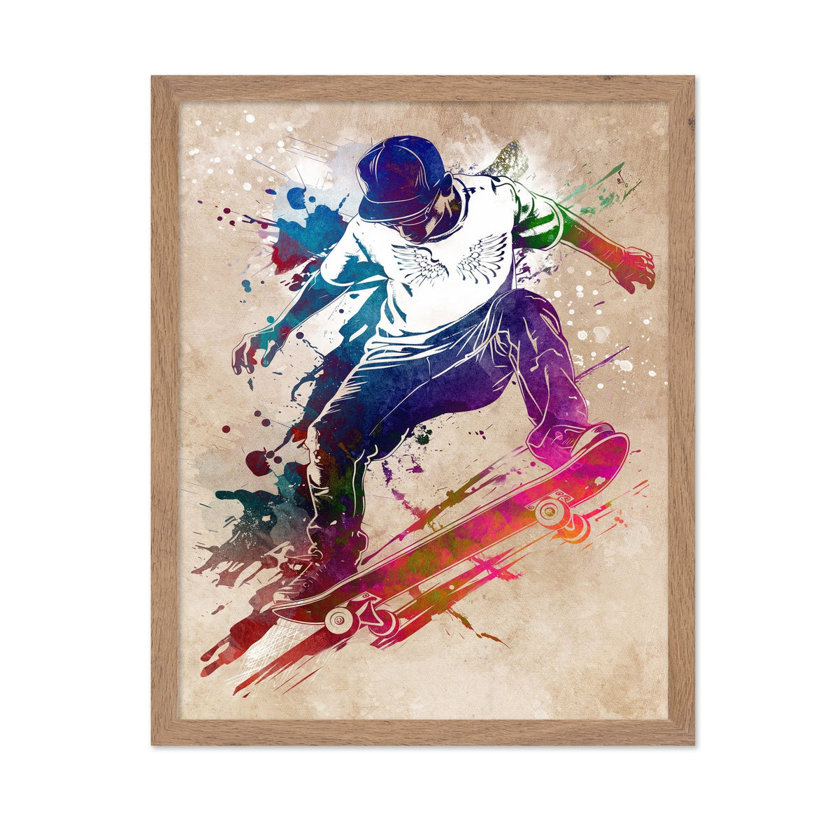 Skateboarder Watercolor Art