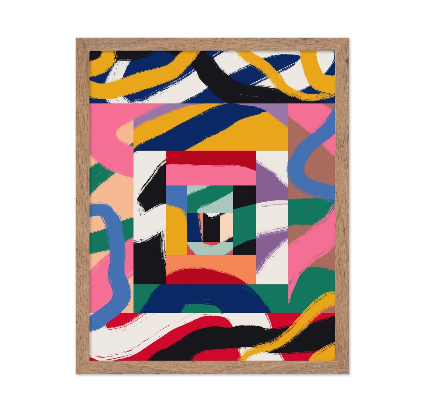 Geometric Shapes and Bold Brushstrokes