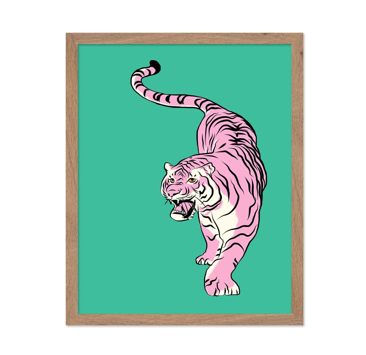 Tiger In Light Pink and Green