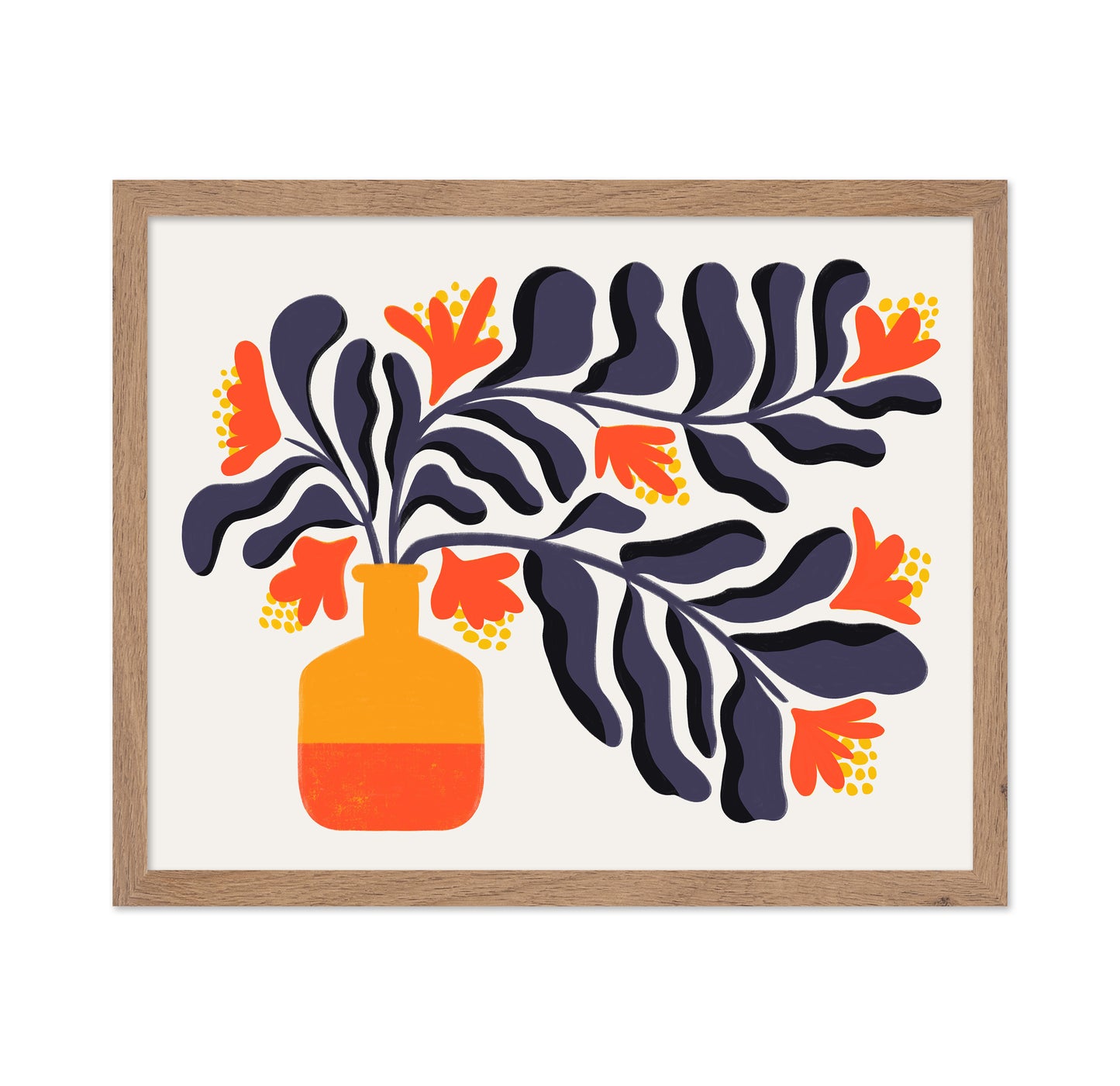 Vibrant Orange Flowers In A Stylized Vase