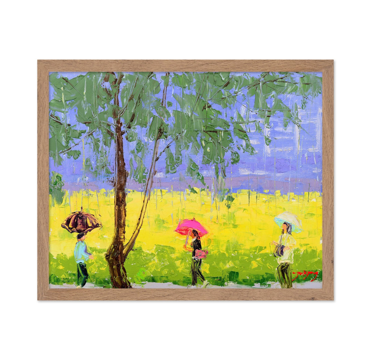 Rape Flower Landscape On A Rainy Day