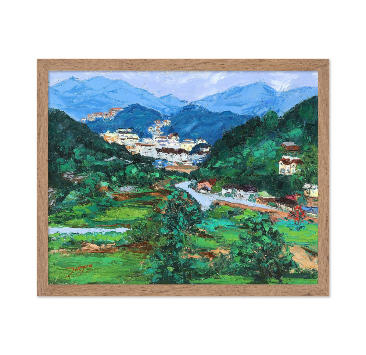 Serene Mountain Village Landscape