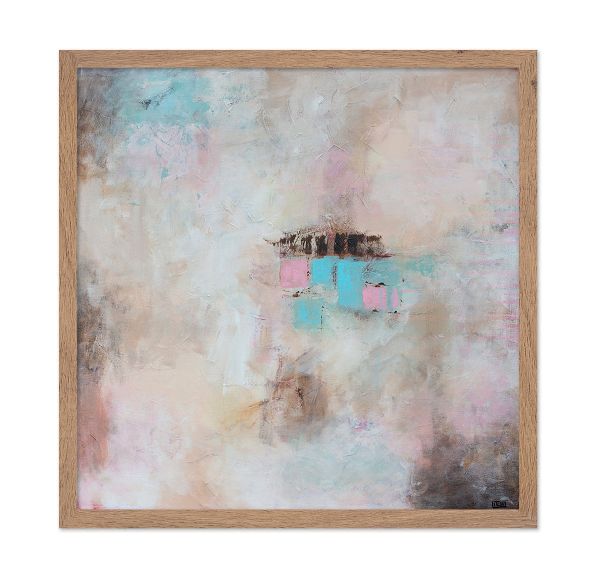 Teal And Beige Abstract Raw Painting