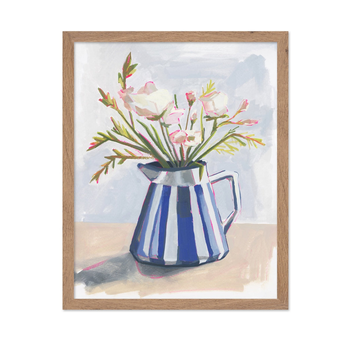 Fresh Flowers in a Striped Vase