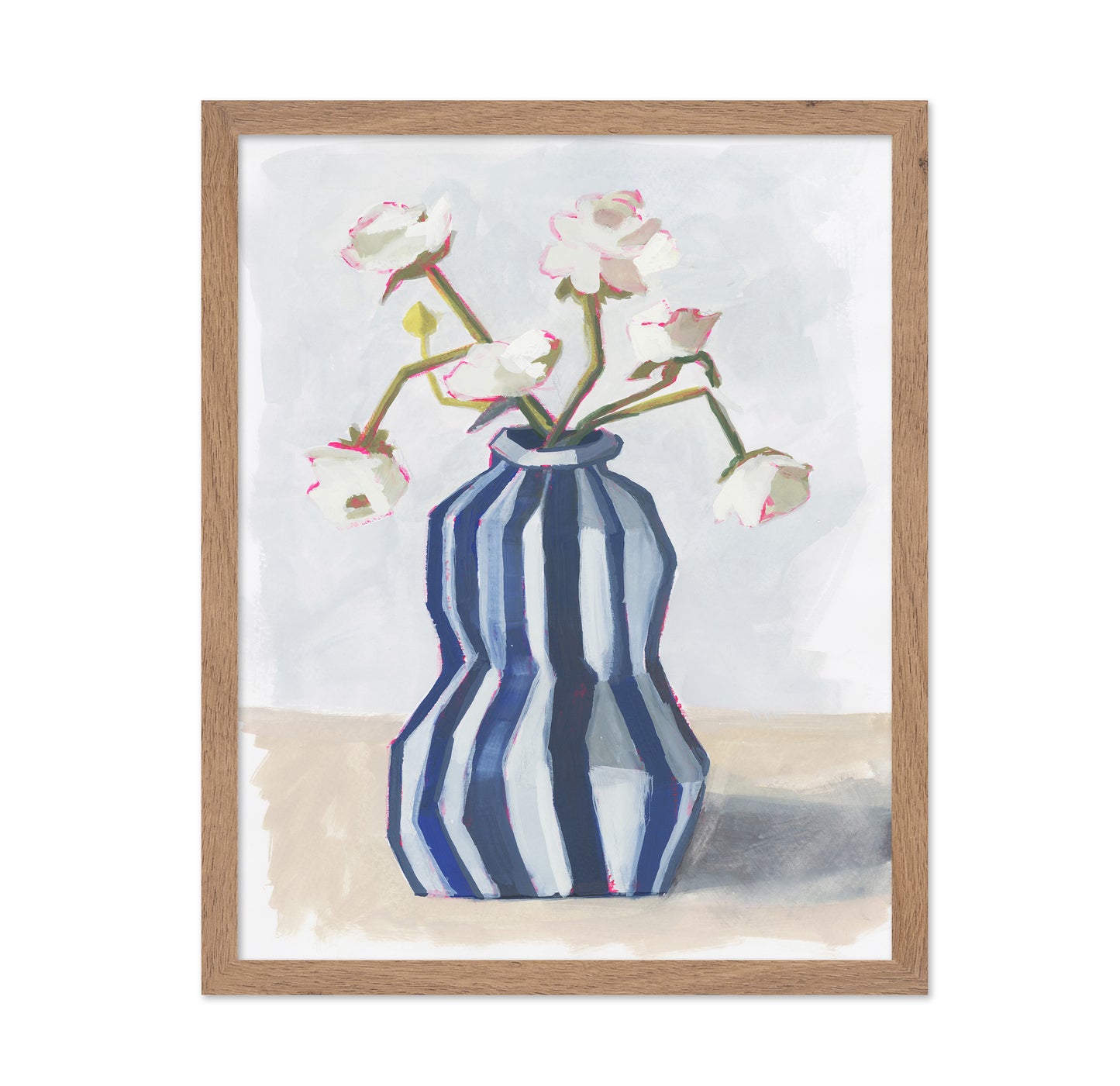 Flowers in a Striped Vase
