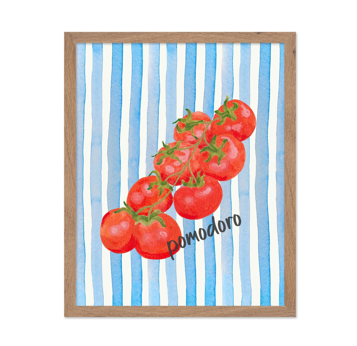 Pomodoro on Blue Watercolor Stripes