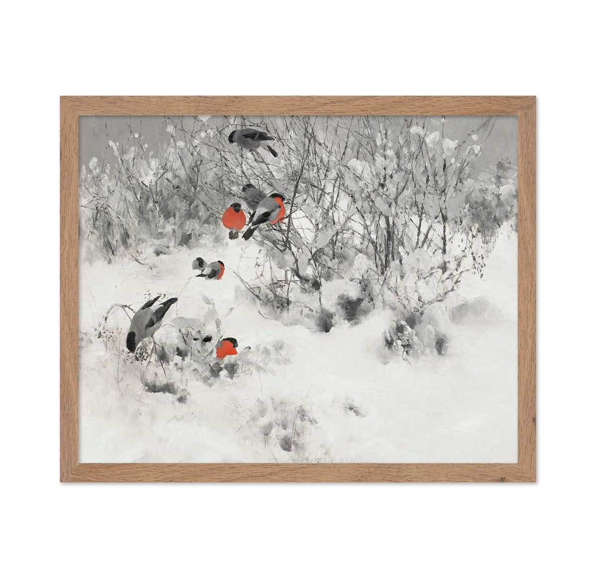 Winter Landscape with Bullfinches