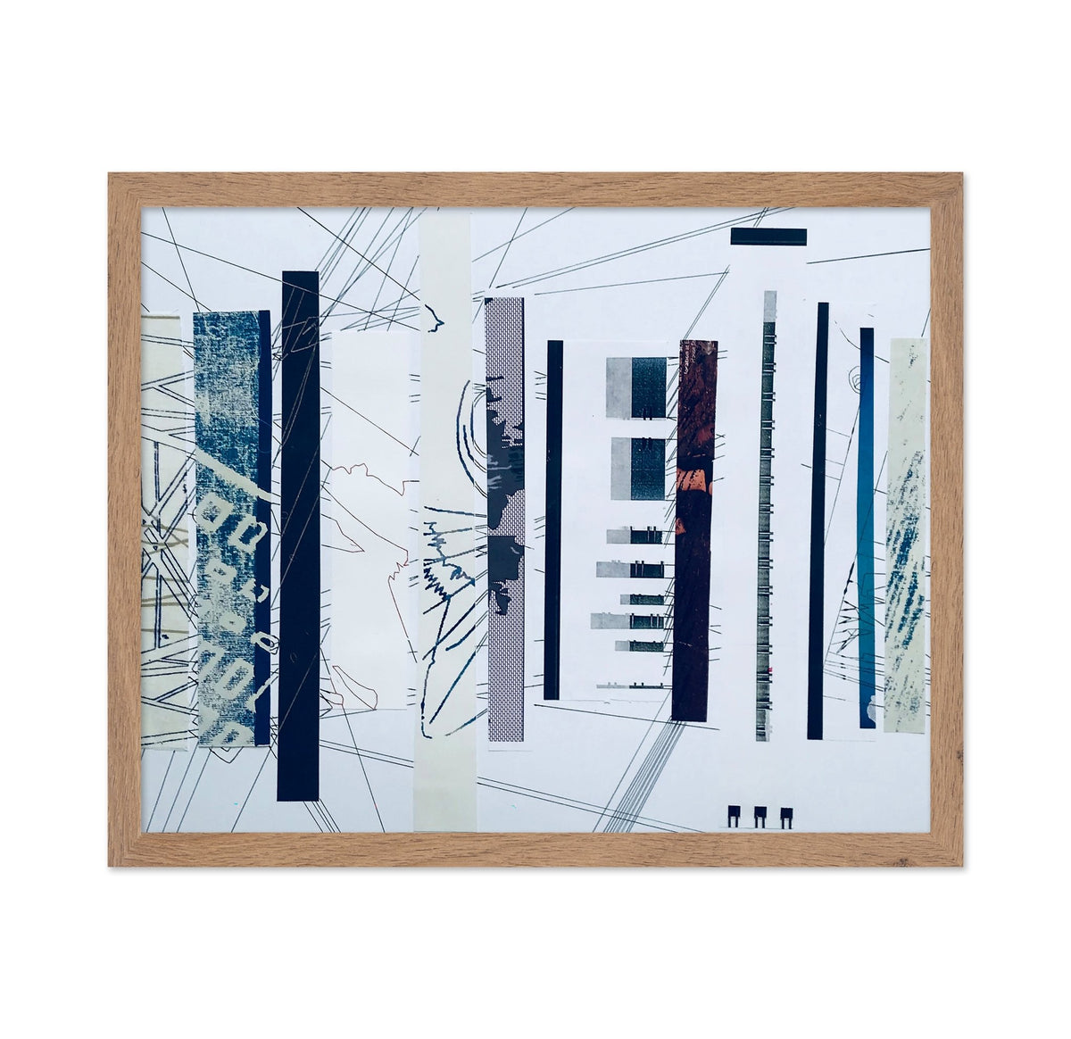 Abstract Blue and White Linear Collage