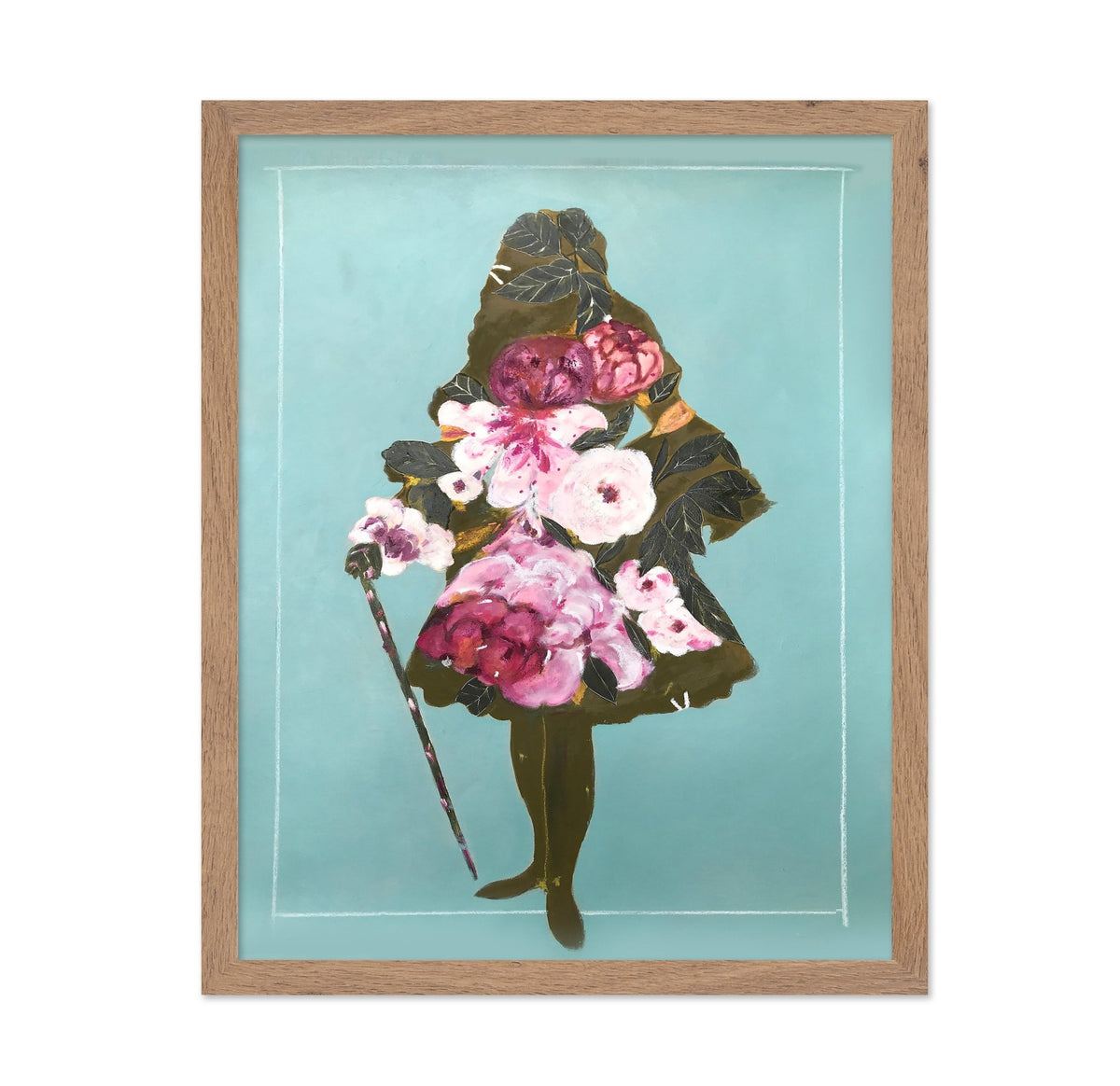 A Woman in a Silhouette Style with Flowers and Leaves