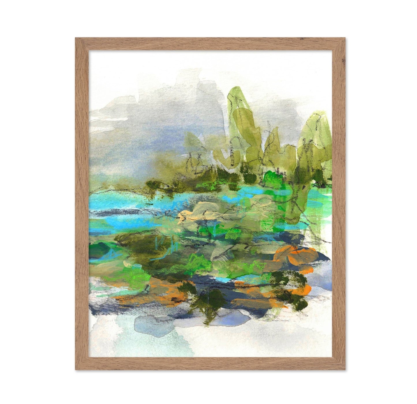 Abstract Pond Landscape Green