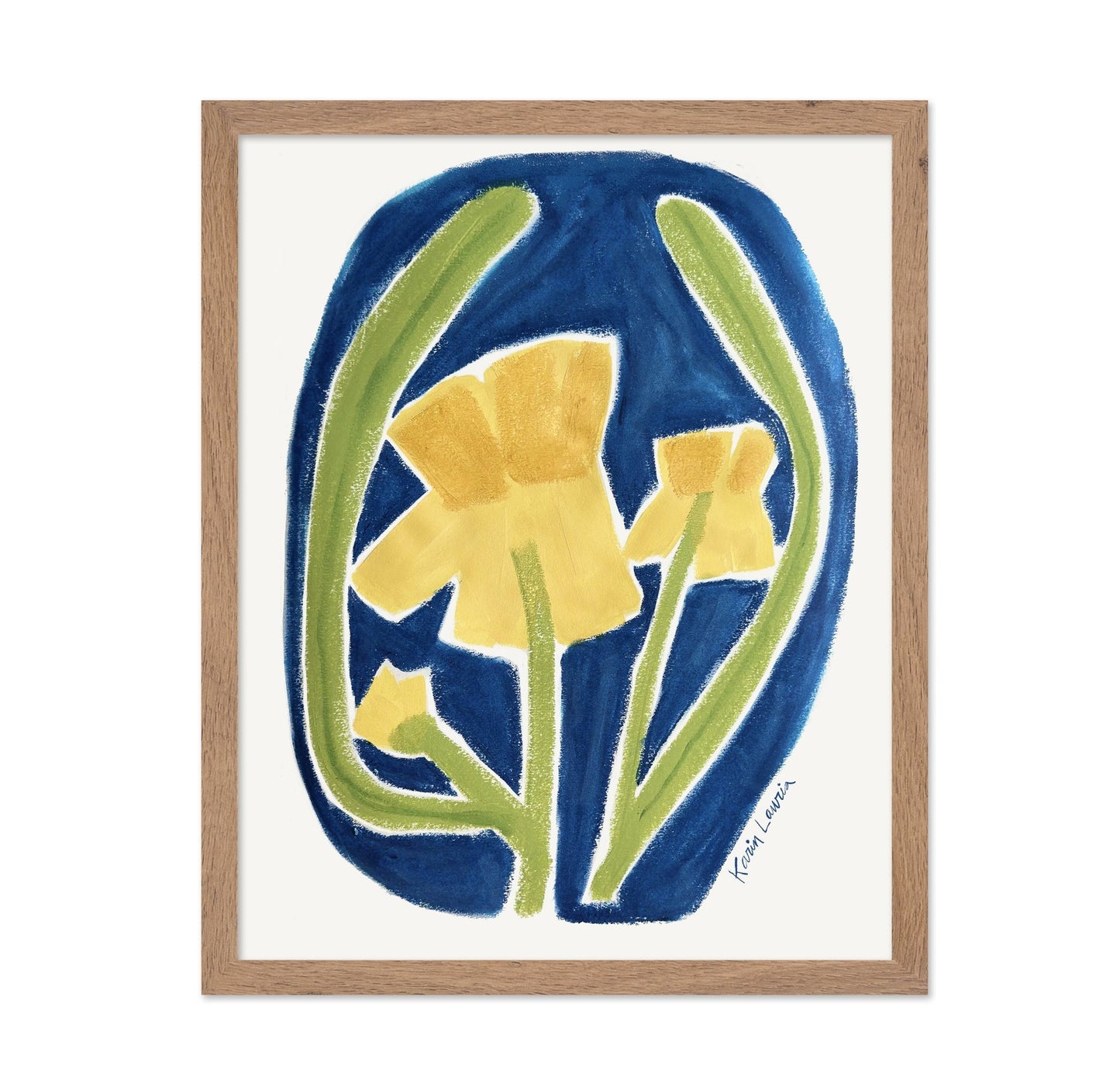 Simple Yellow Floral on Blue