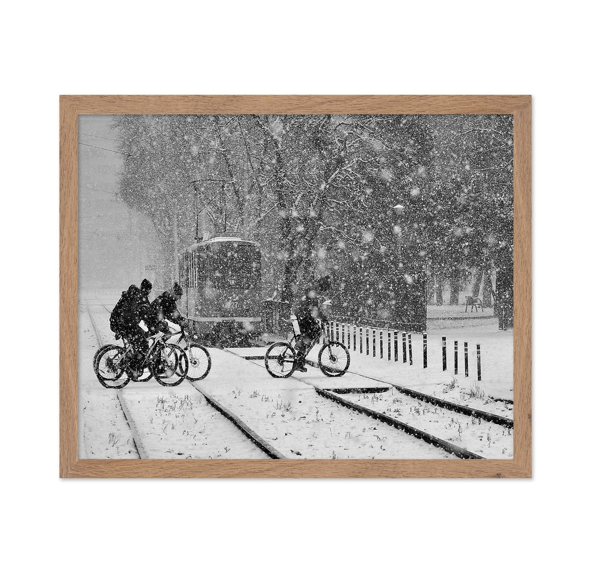 Cyclists In Snowstorm