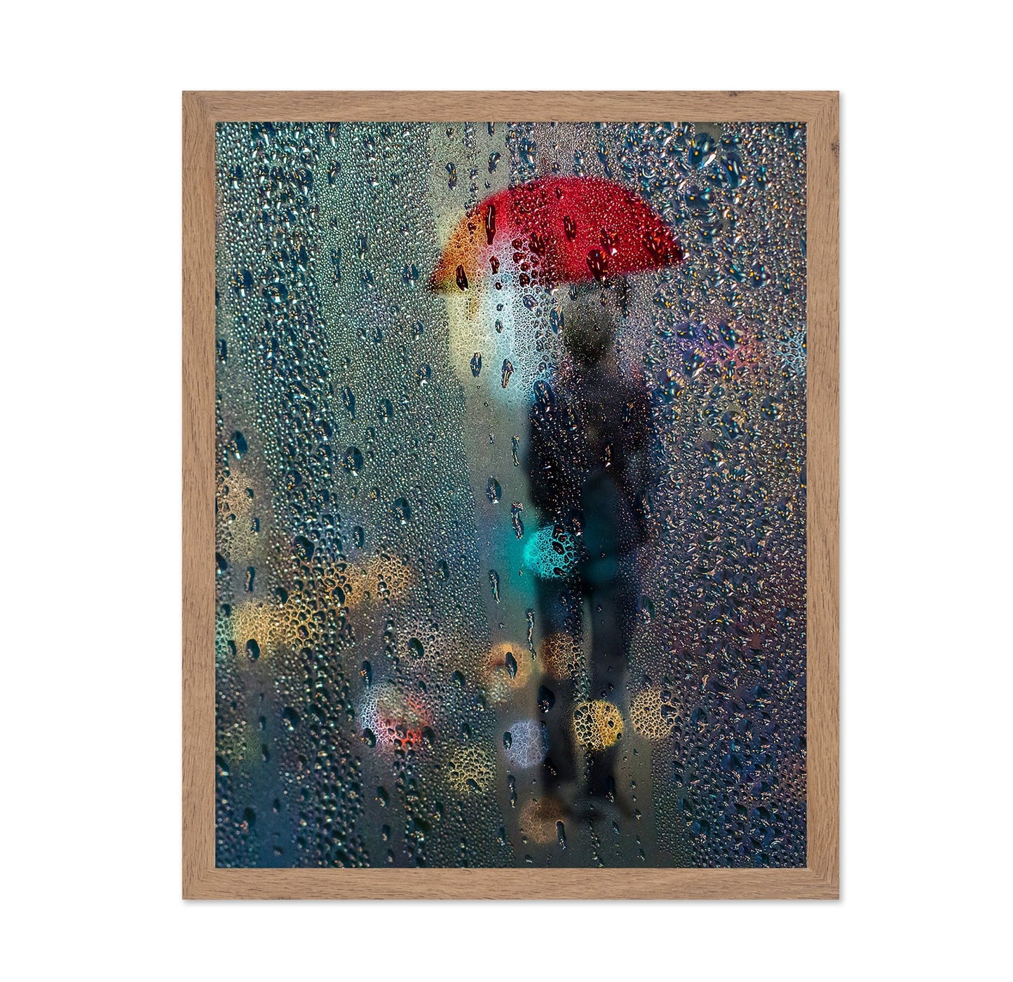 Red Umbrella Rainy Window