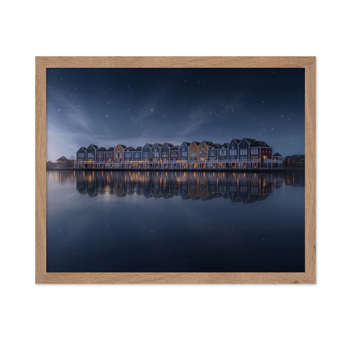Dutch Waterfront Night Reflection
