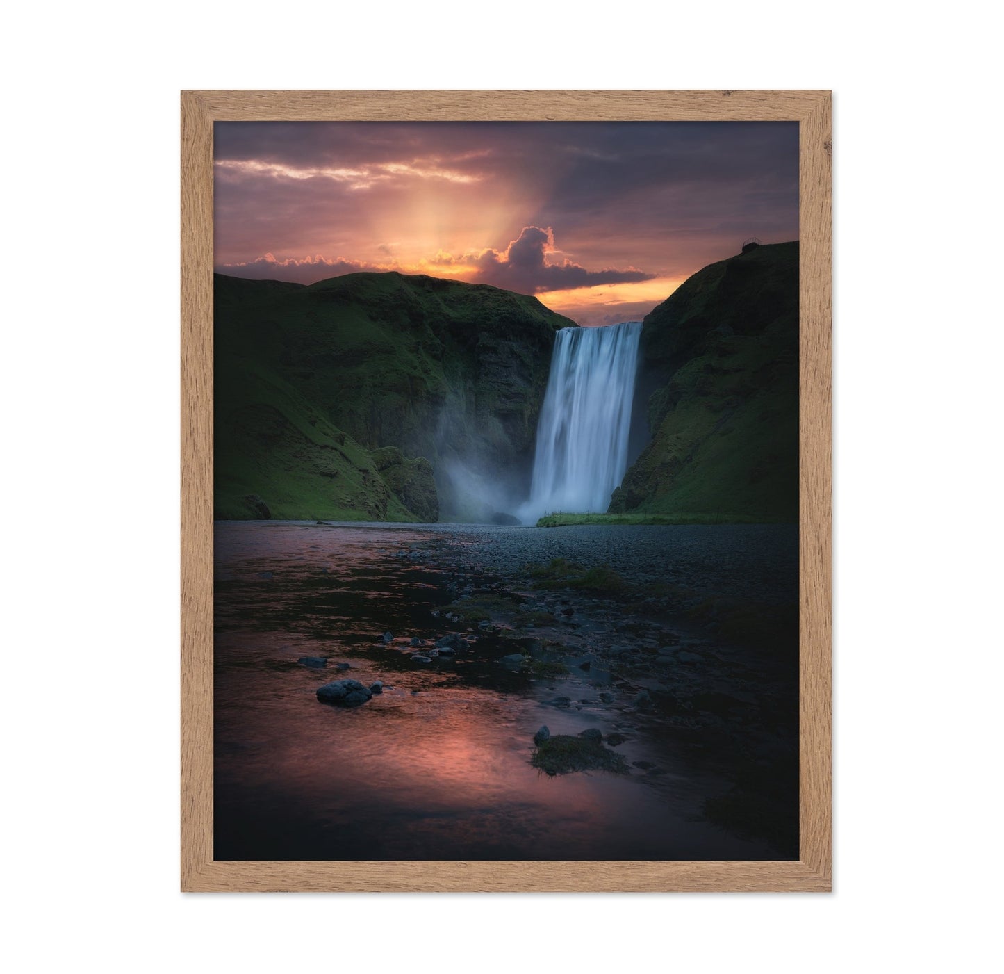 Sk�gafoss Sunset Waterfall