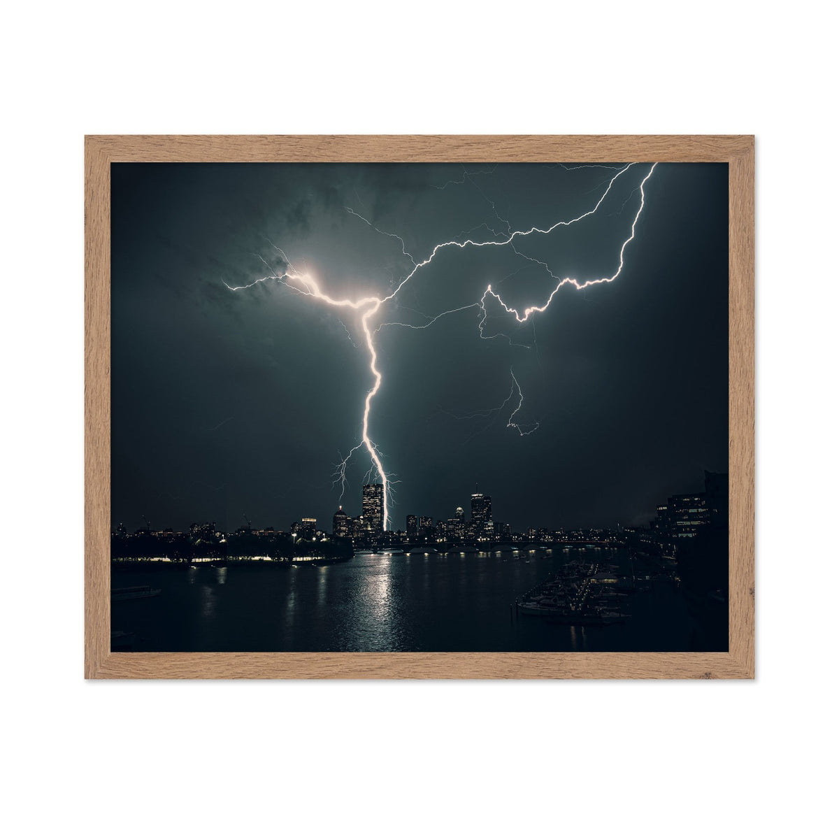 Lightning Over City Skyline